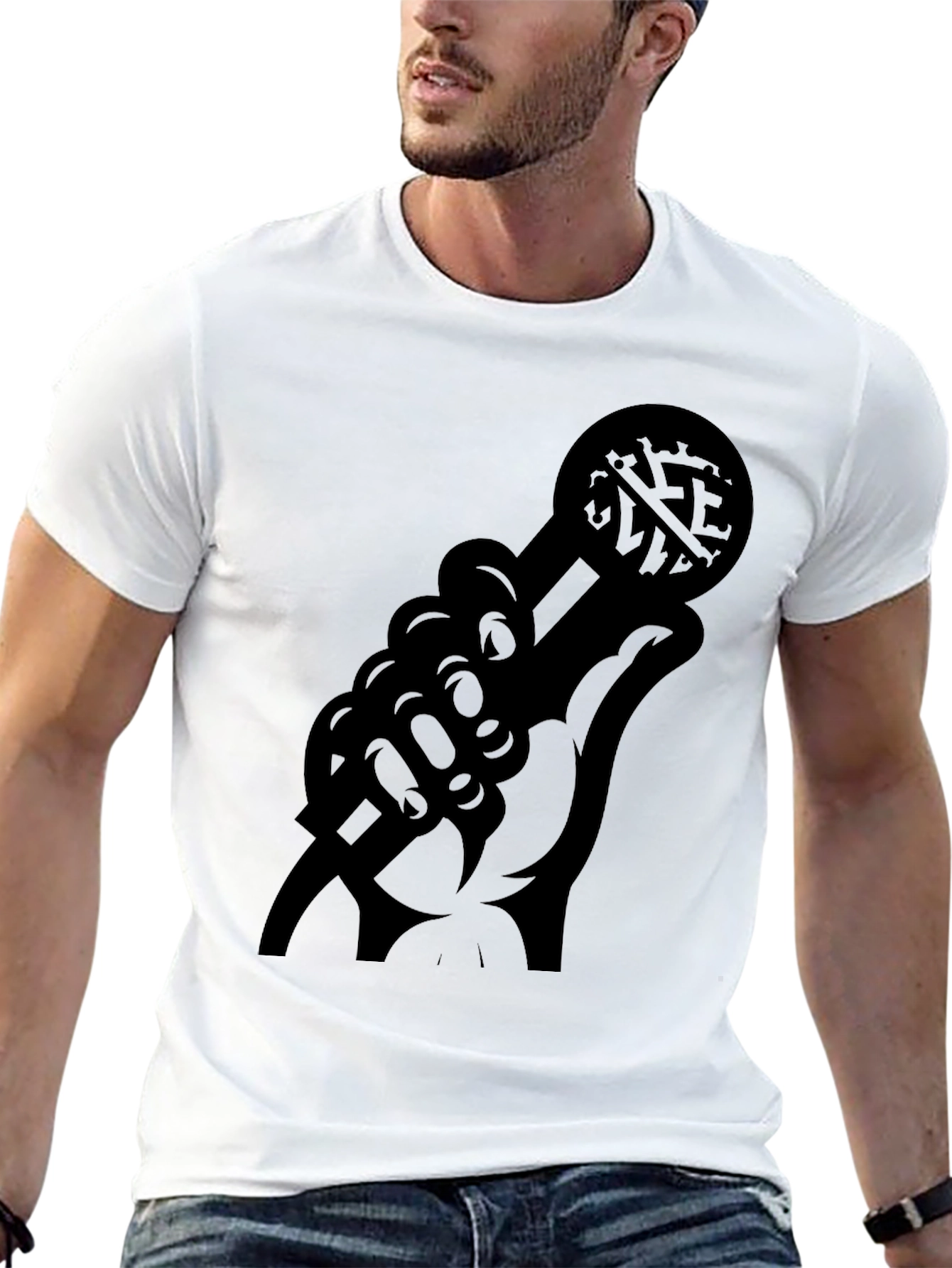 Black Graphic Microphone Hand T-Shirt - Black view 13