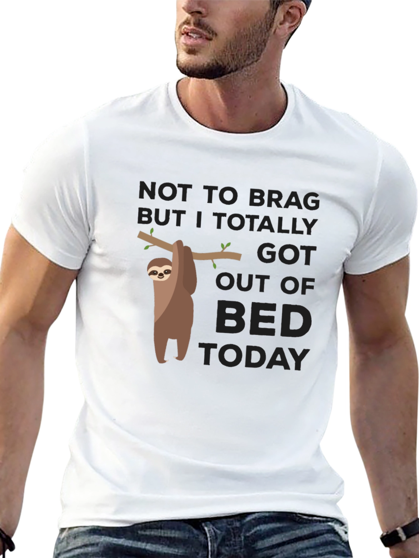 Black Funny Sloth Got Out Of Bed Today Black T-Shirt view 13