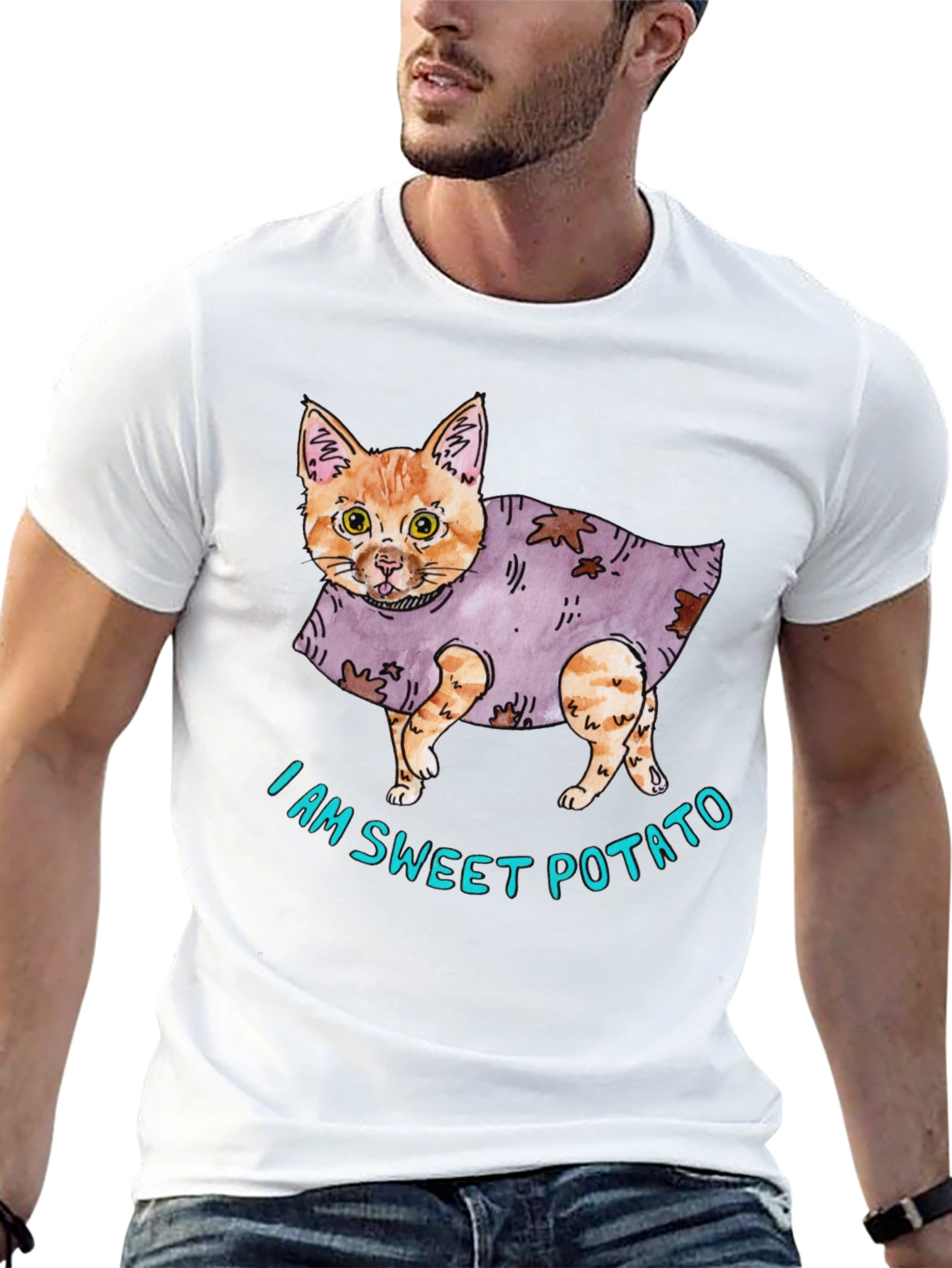 Black Sweet Potato Cat Graphic T-Shirt view 13