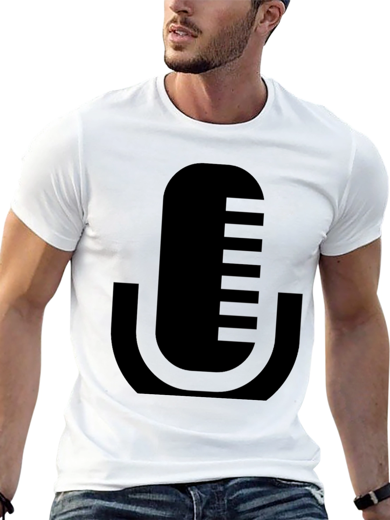 Black Modern Microphone Graphic T-Shirt - Black view 13