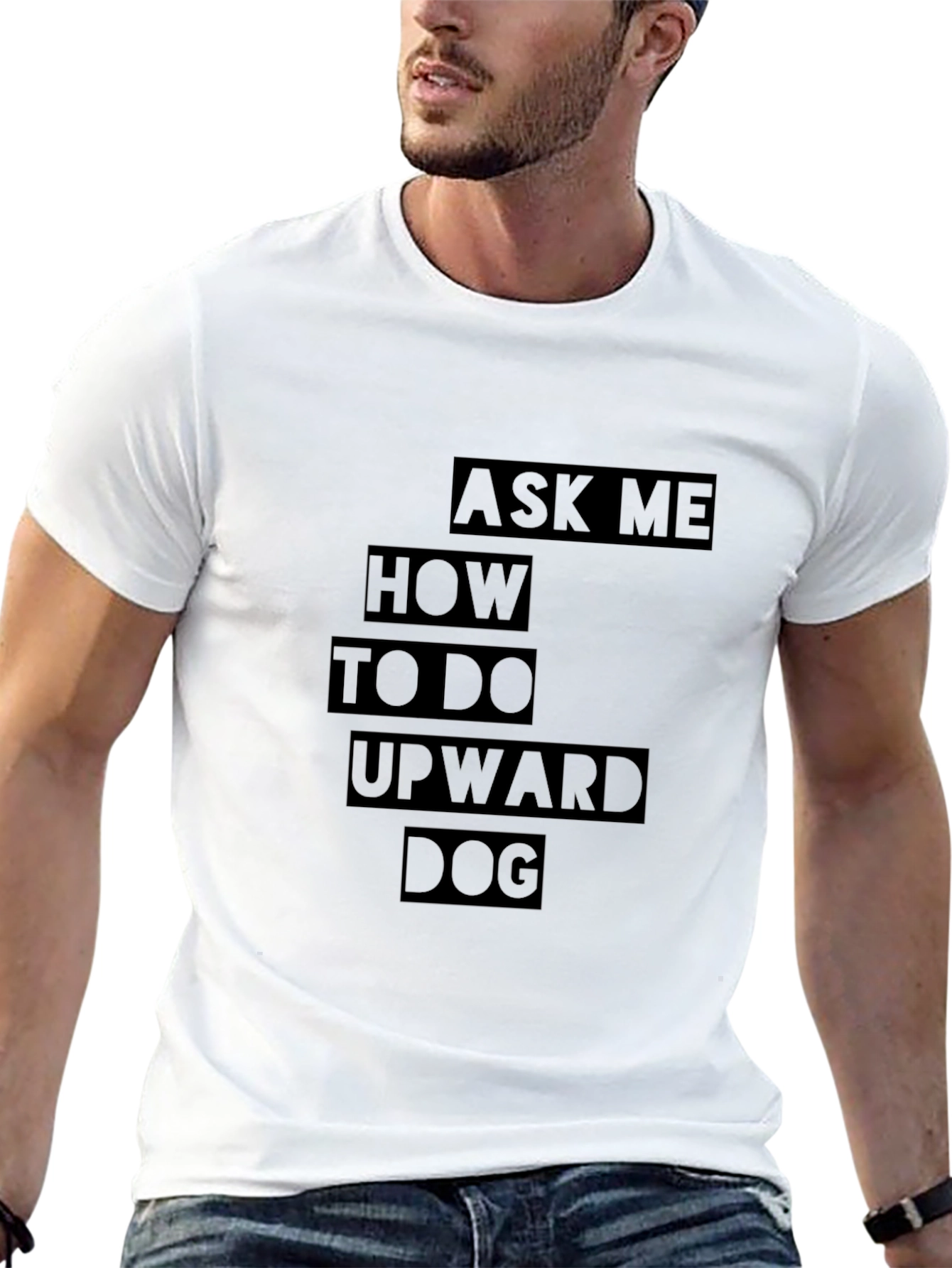 Black Yoga Pose T-Shirt - Ask Me About Upward Dog view 13