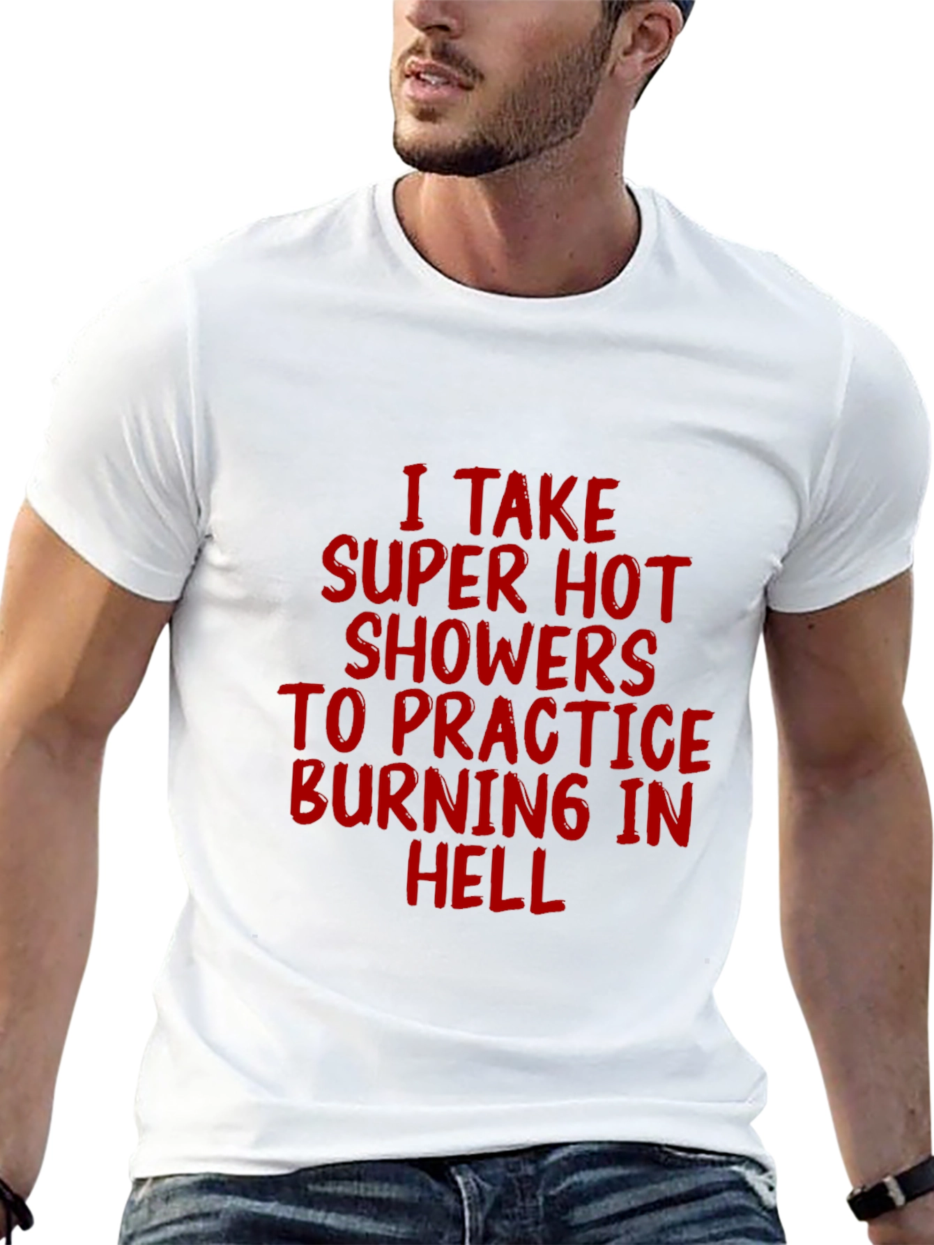Black Super Hot Showers Burning in Hell T-Shirt view 13