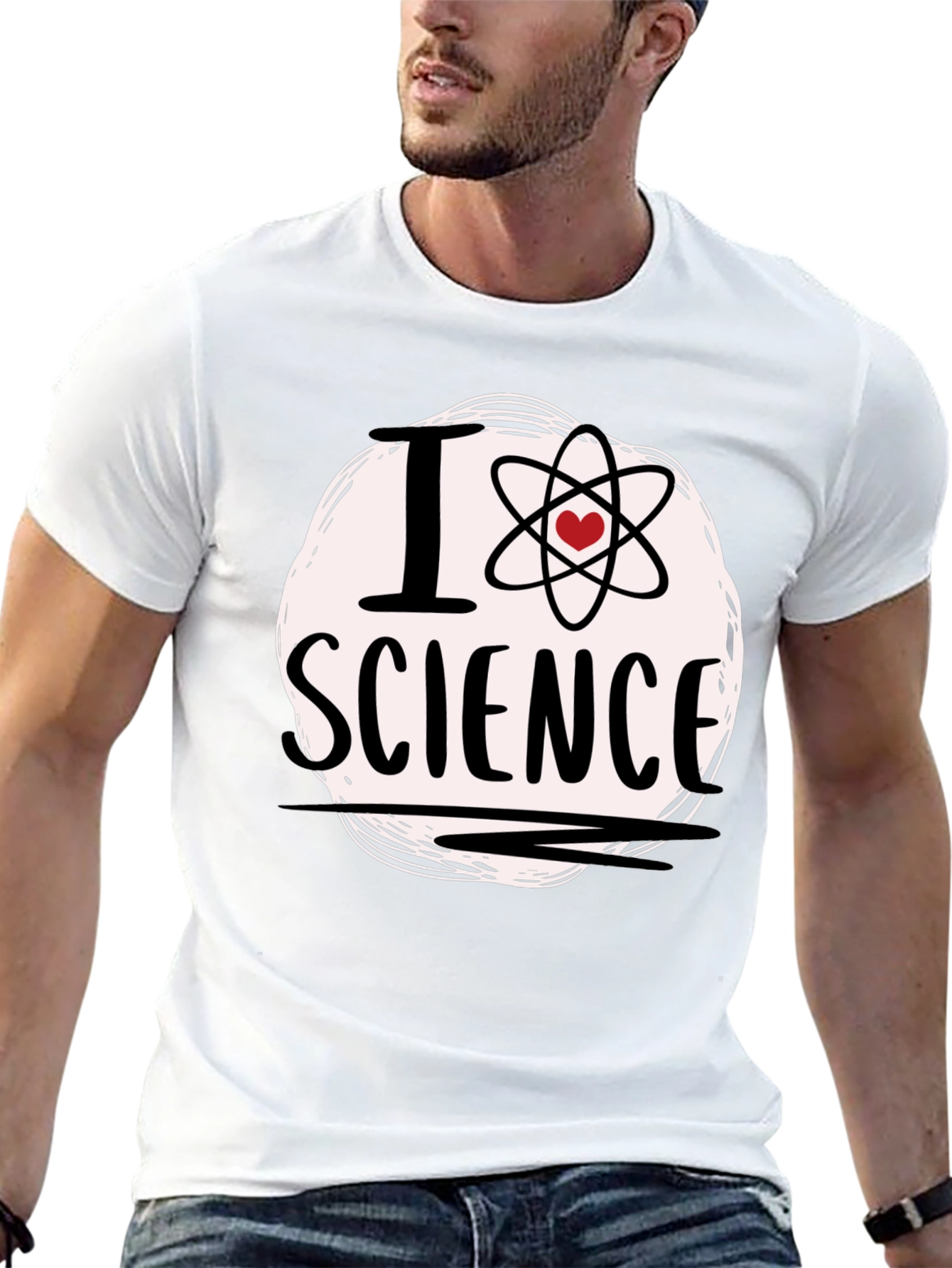 Black I Love Science T-Shirt - Atom Heart Design view 13