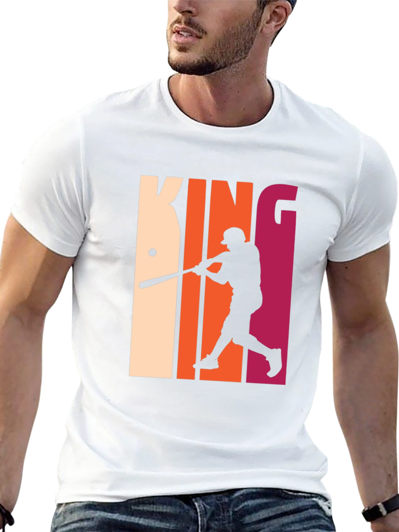 Black King Baseball Player Graphic T-Shirt view 13