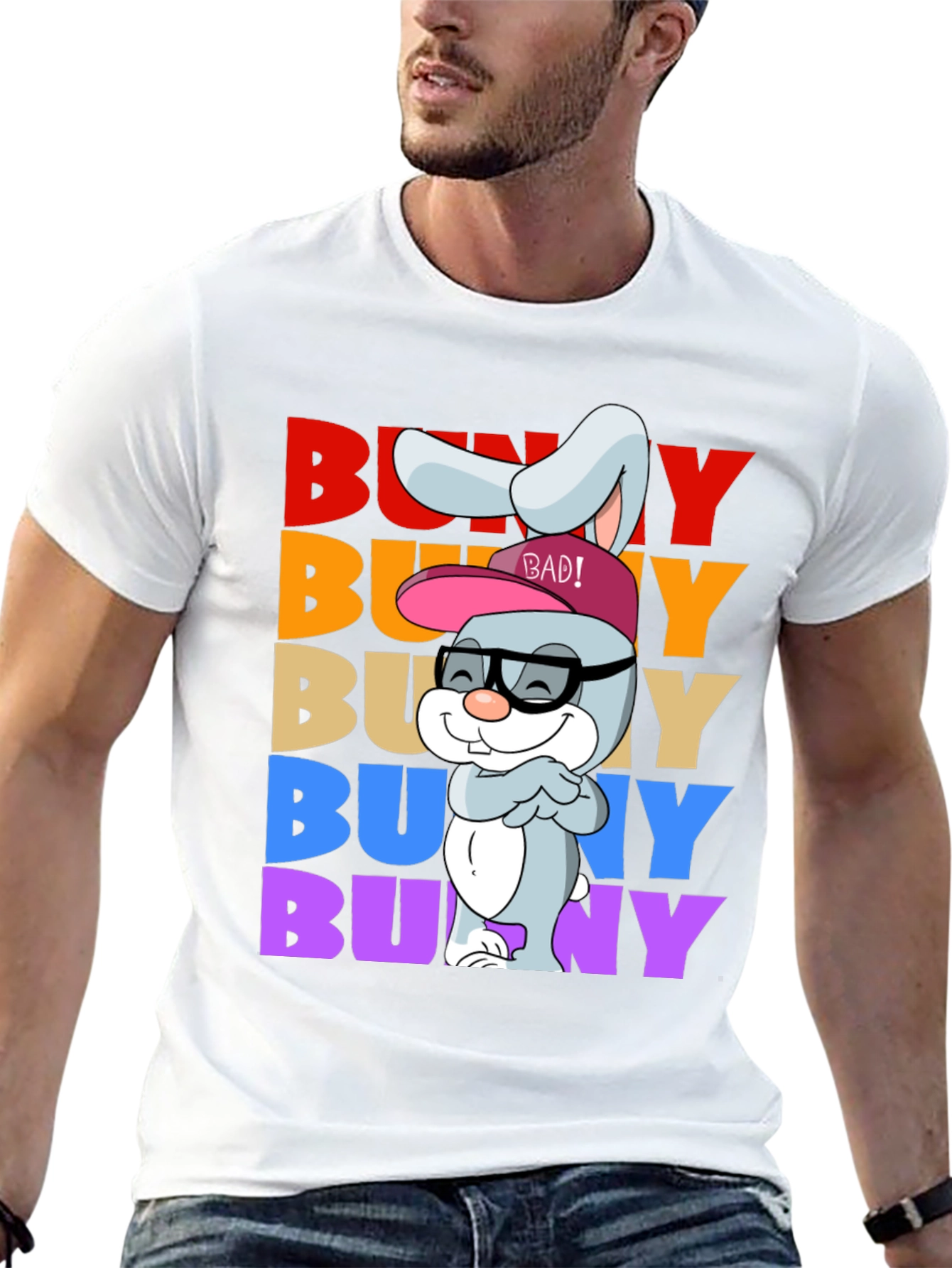 Black Cool Bunny Graphic Tee - Fun & Unique Design view 13