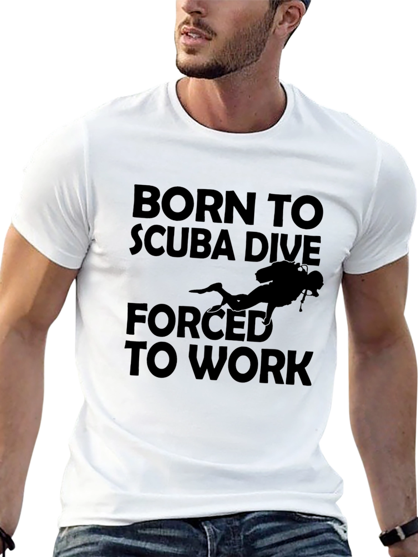 Black Scuba Dive T-Shirt - Born to Dive, Forced to Work view 13