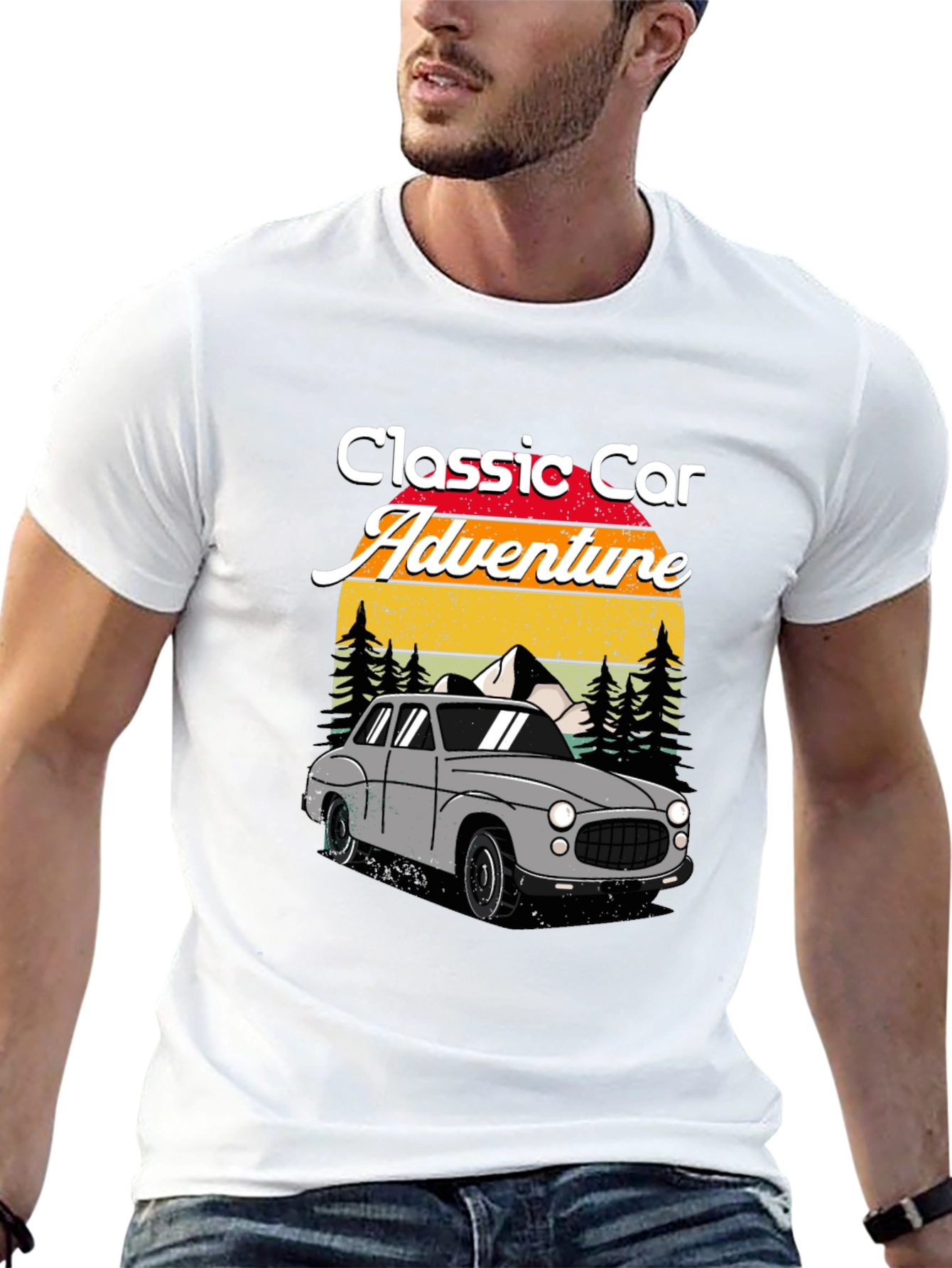 Black Classic Car Adventure T-Shirt view 13