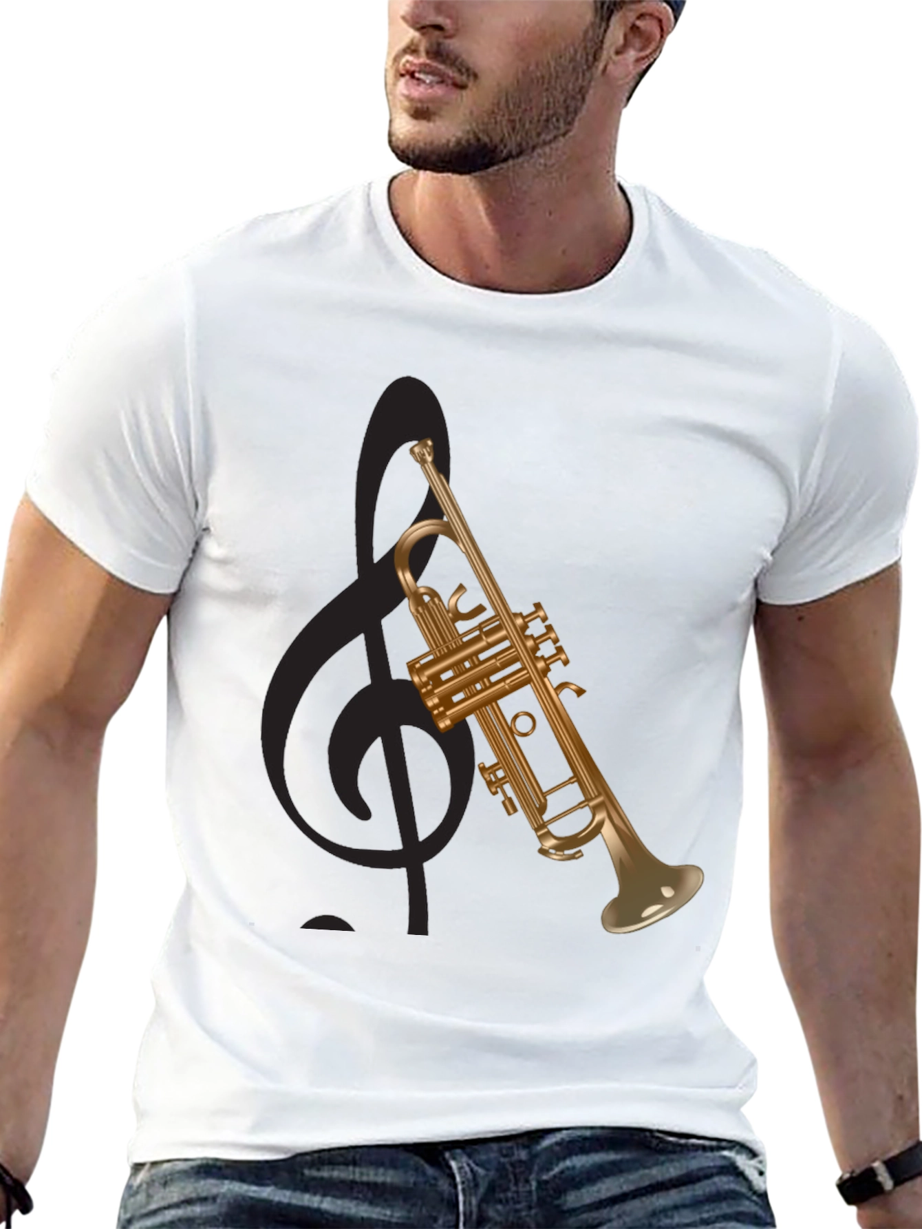 Black Trumpet Graphic Tee - Musical Instrument T-Shirt view 13