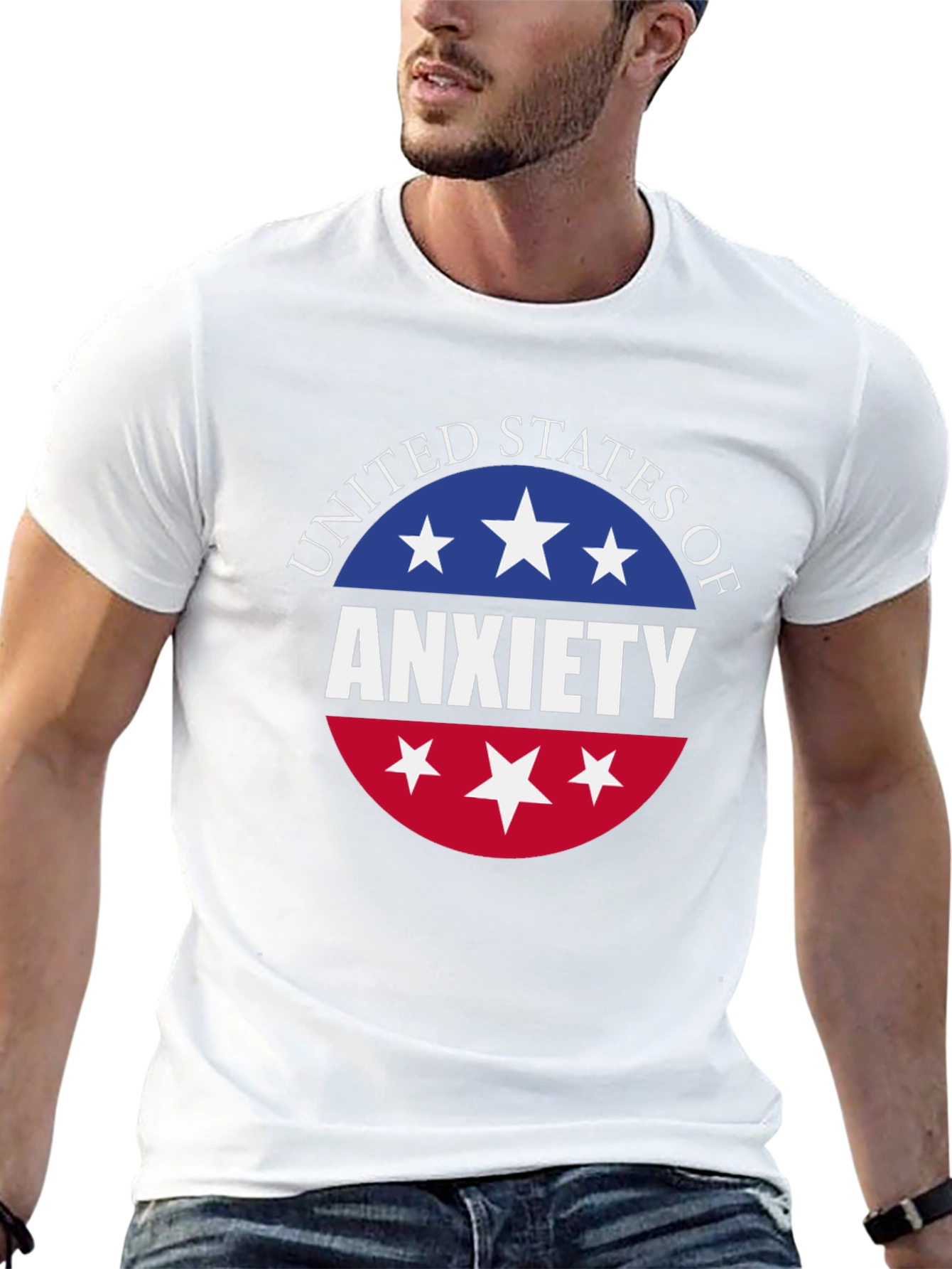 Black United States of Anxiety T-Shirt - Black view 13