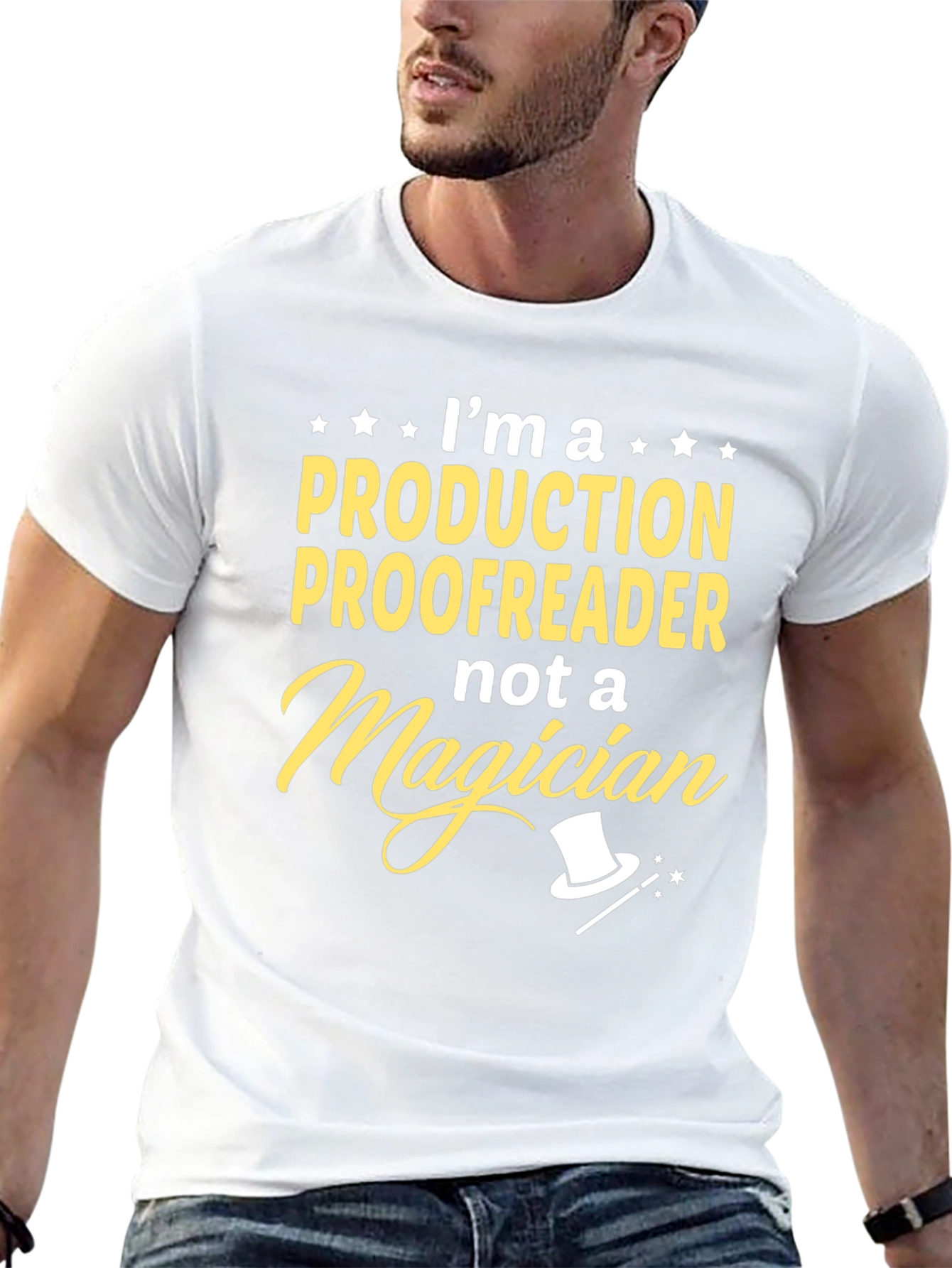 Black Production Proofreader, Not Magician T-Shirt view 13
