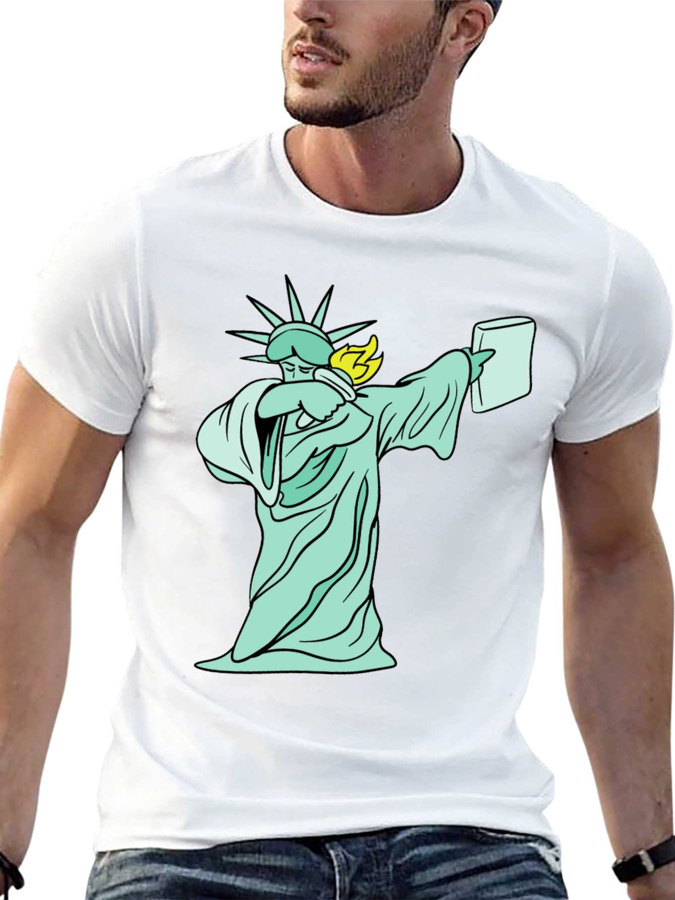 Black Dabbing Statue of Liberty T-Shirt - Funny Design view 13