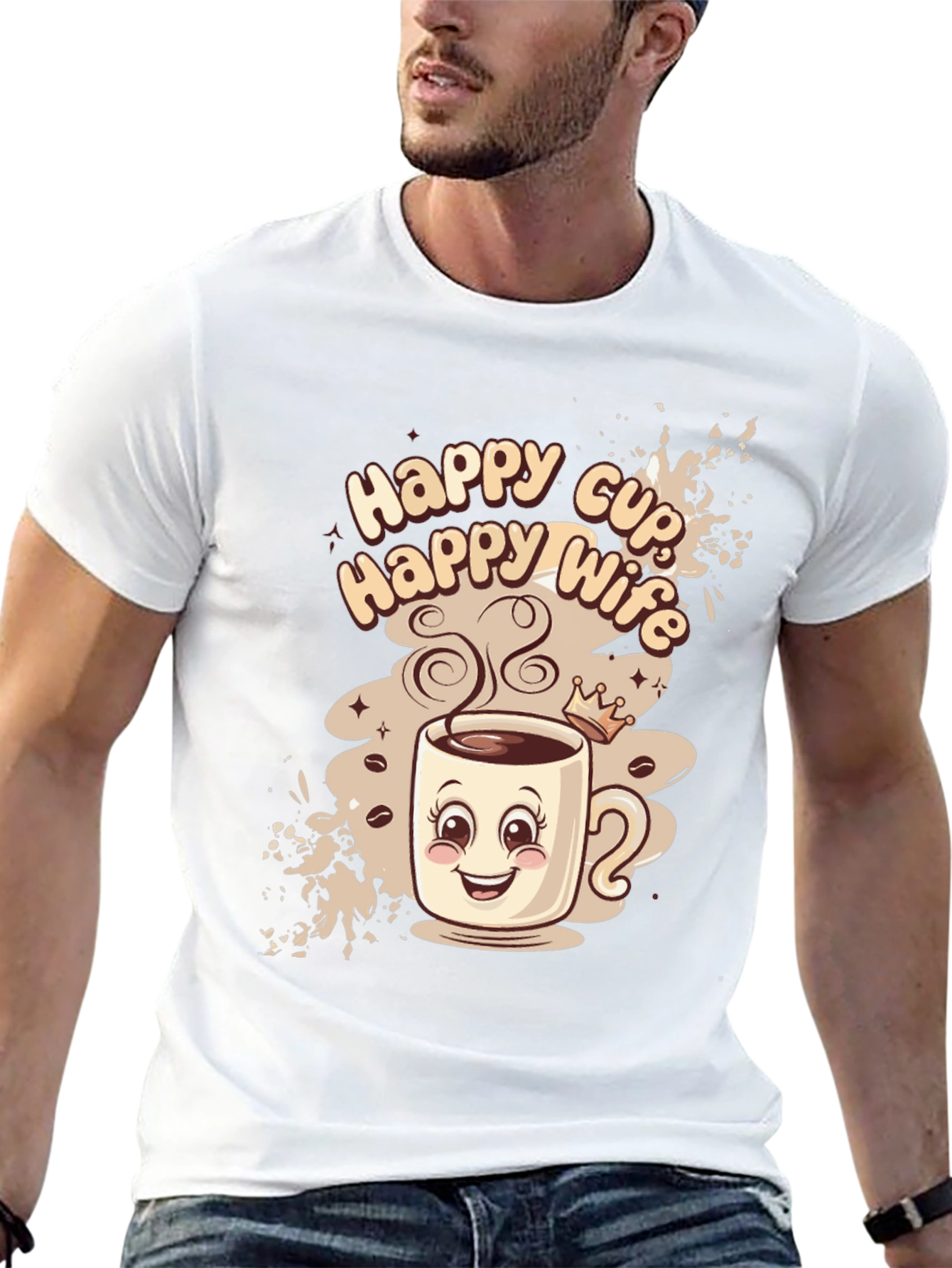 Black Happy Cup Happy Wife Black Graphic Tee view 13