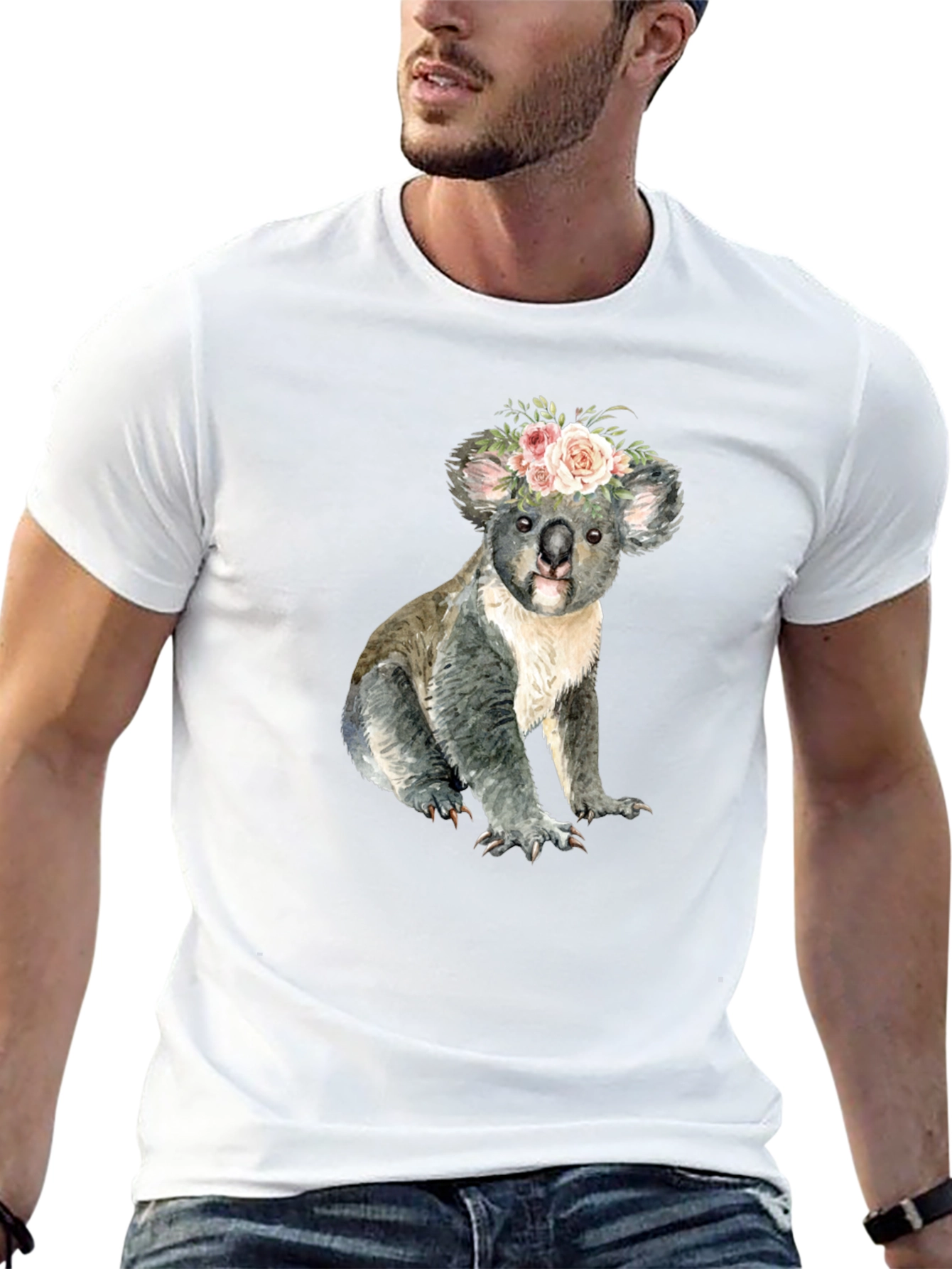 Black Floral Koala Bear Graphic T-Shirt view 13