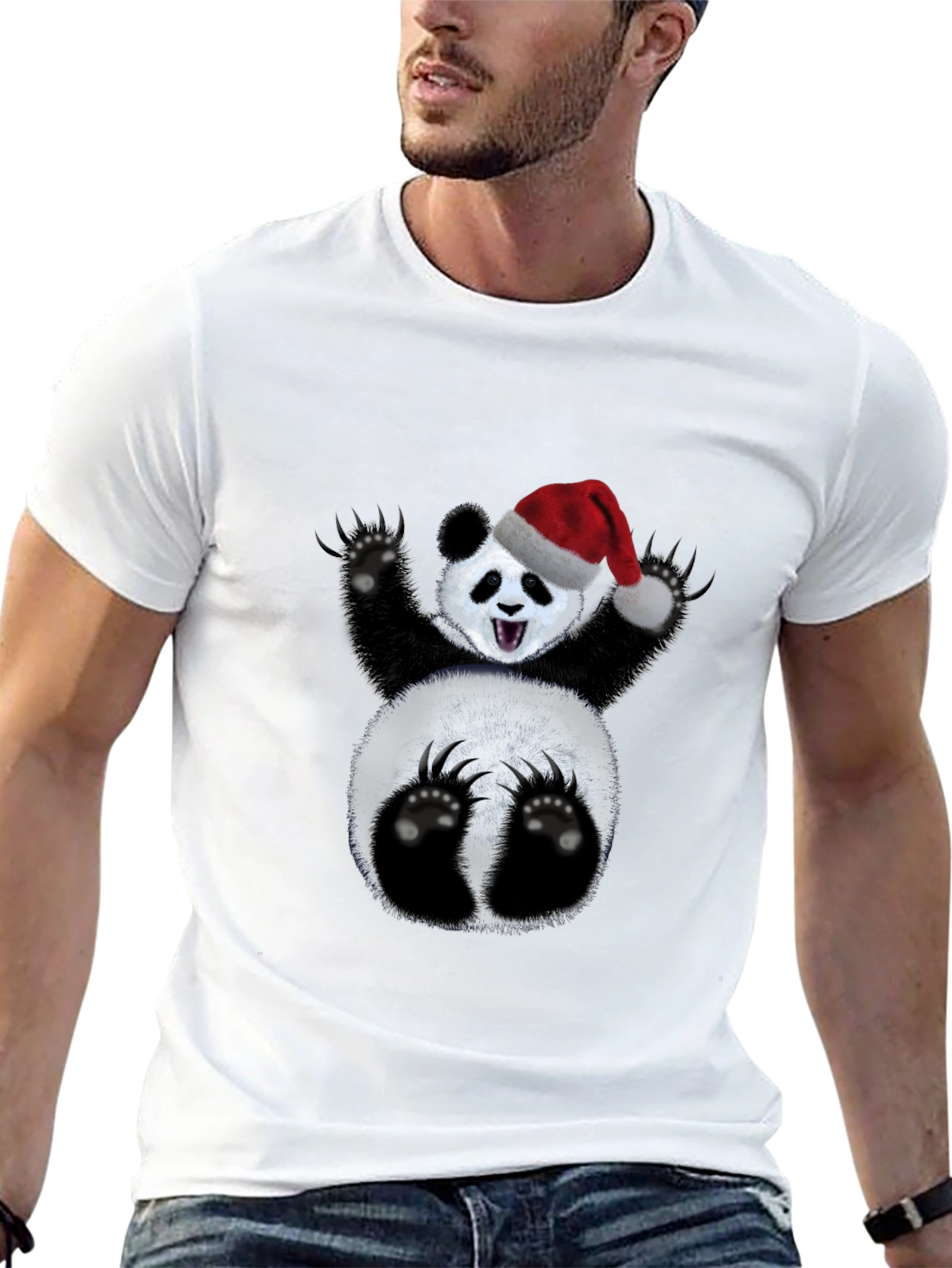 Black Festive Panda T-Shirt - Holiday Cheer view 13