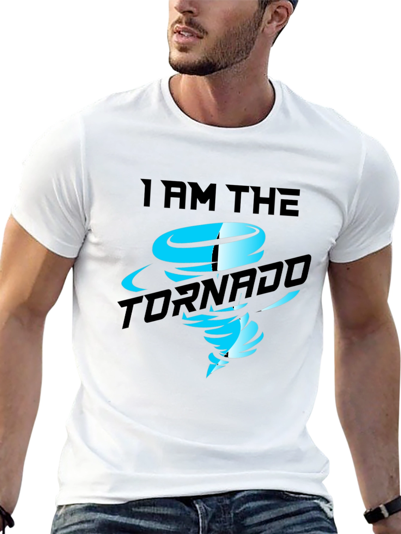 Black I am the Tornado Graphic Print Black T-Shirt view 13