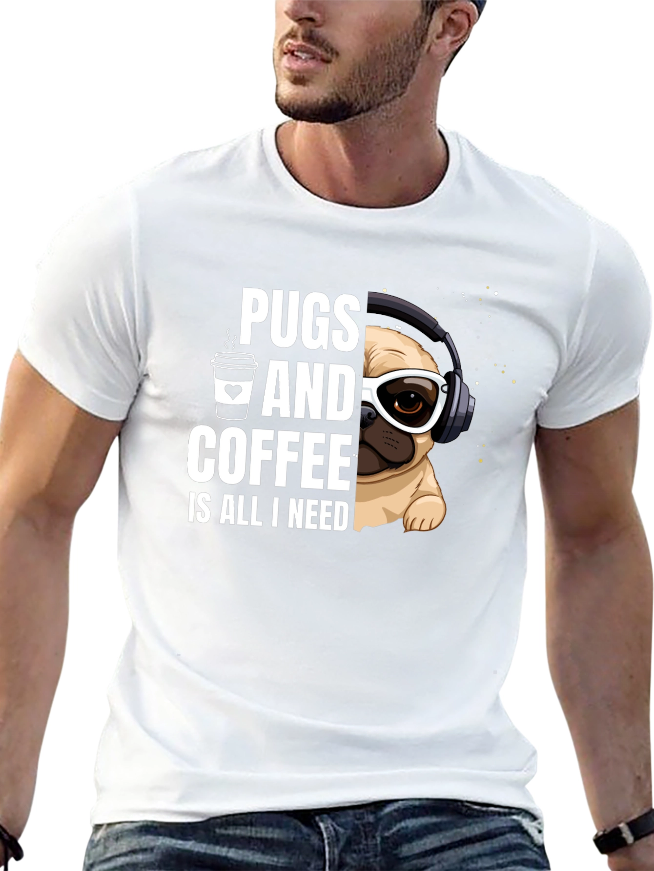 Black Pugs & Coffee Graphic Tee view 13