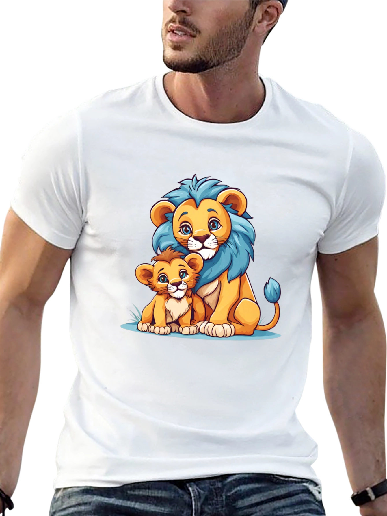 Black Lion Family Graphic Tee - Cute Cartoon Design view 13