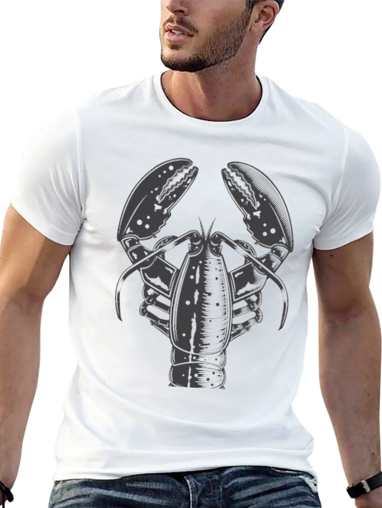 Black Lobster Graphic T-Shirt - Black Cotton Tee view 13