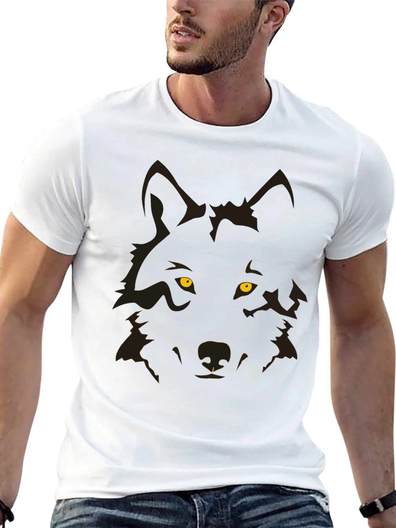 Black Wolf Graphic Print Black T-Shirt view 13