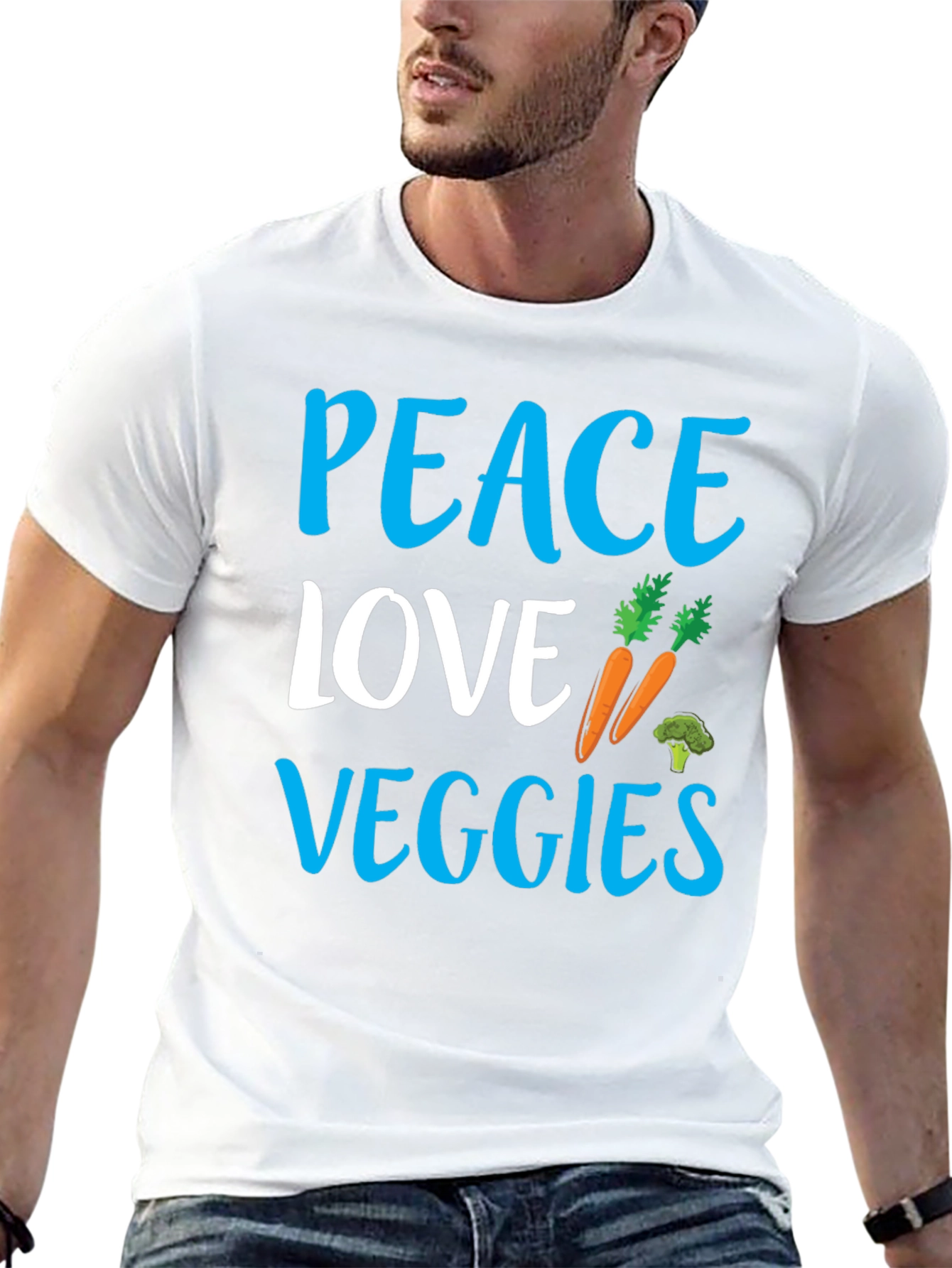 Black Peace Love Veggies Black Graphic Tee view 13