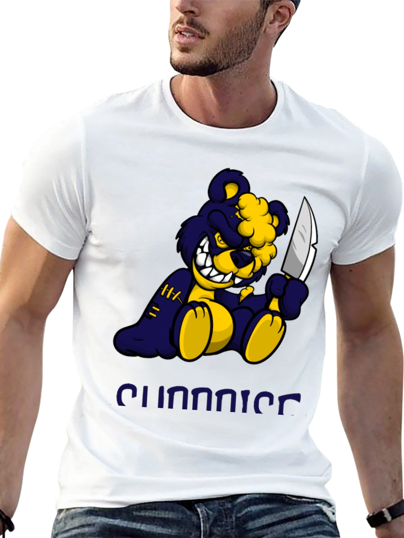 Black Men's Black Graphic Tee - Killer Bear Design view 13