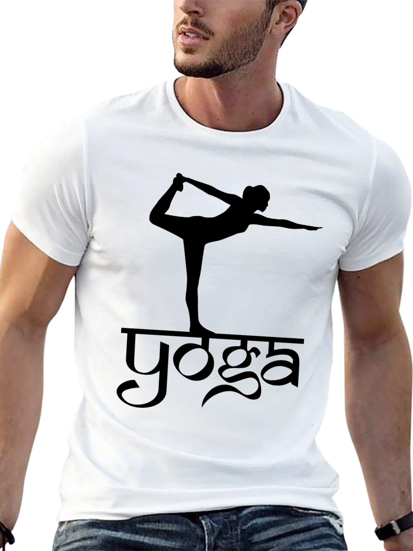 Black Yoga Pose Black T-Shirt for Men view 13