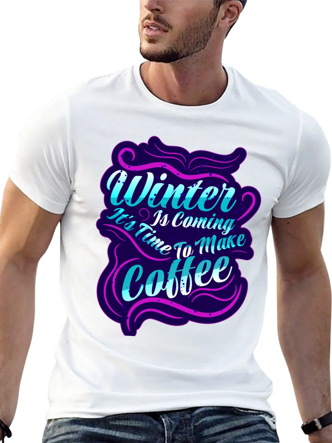 Black Winter Coffee T-Shirt - Festive Holiday Wear view 13