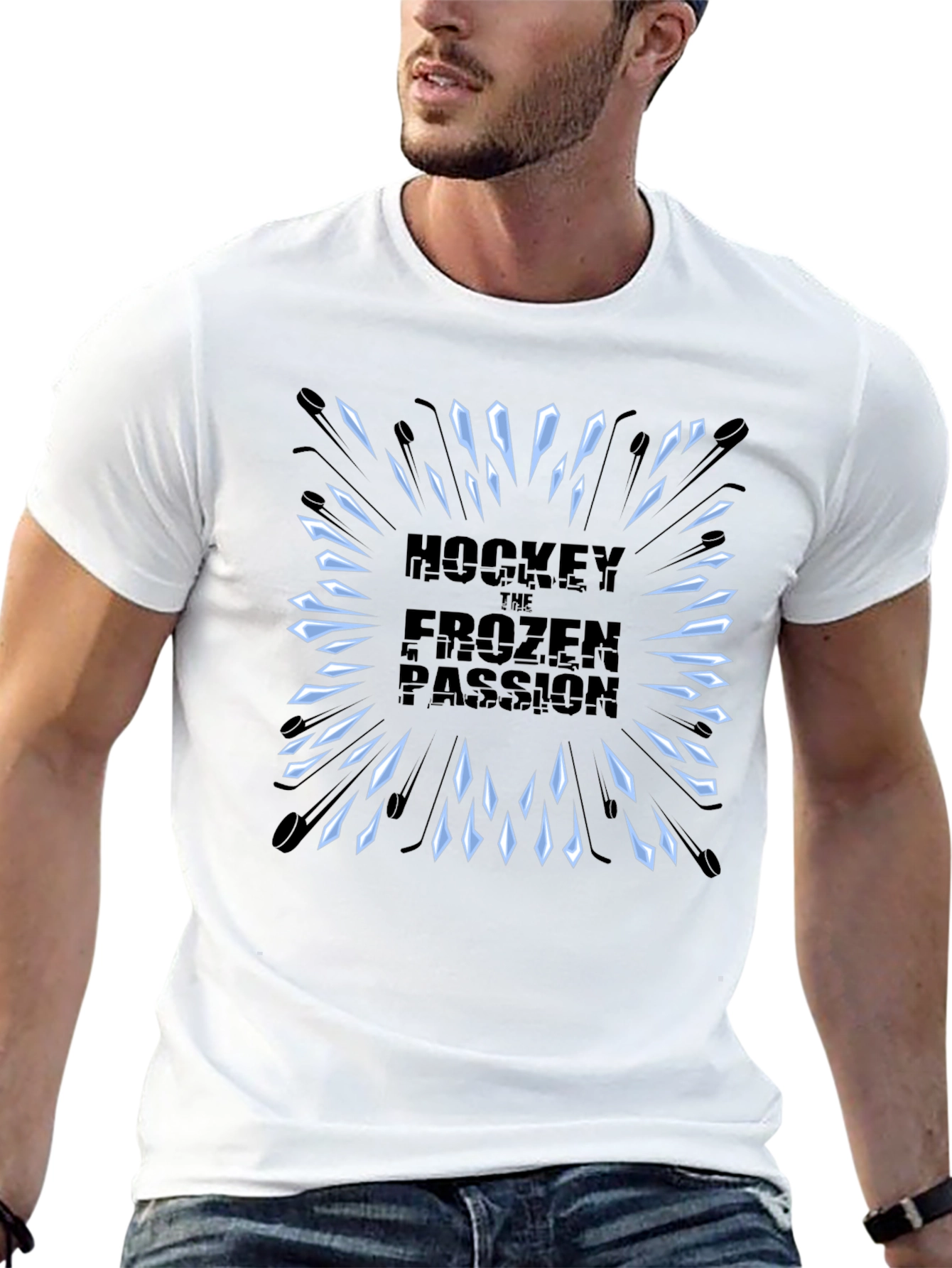 Black Hockey Frozen Passion Graphic T-Shirt view 13