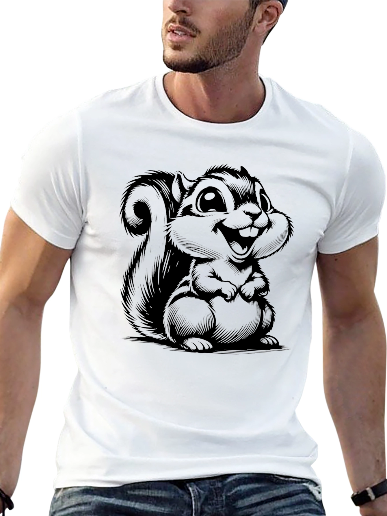 Black Squirrel Graphic T-Shirt - Black Cotton Tee view 13