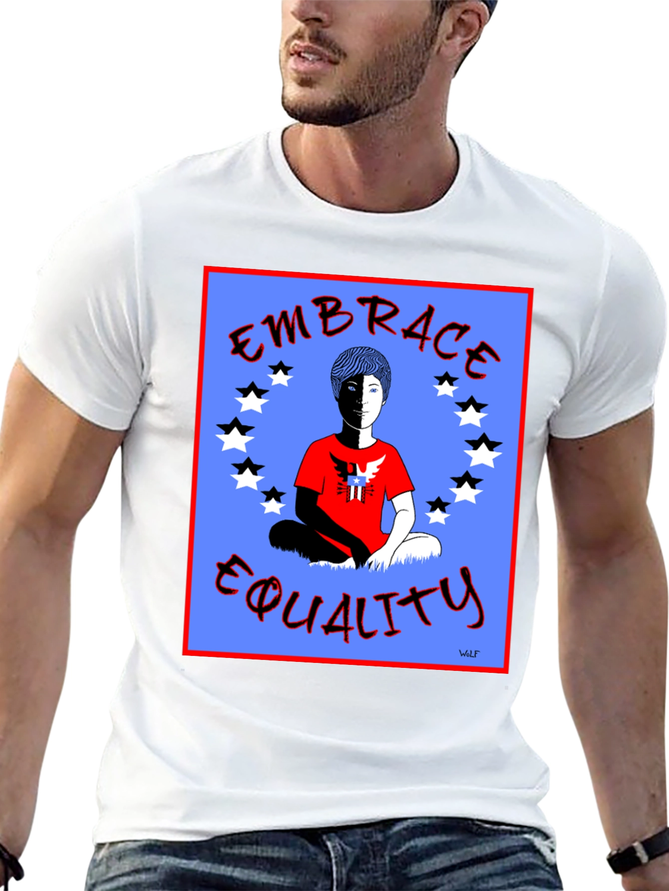 Black Embrace Equality Graphic Print Black T-Shirt view 13