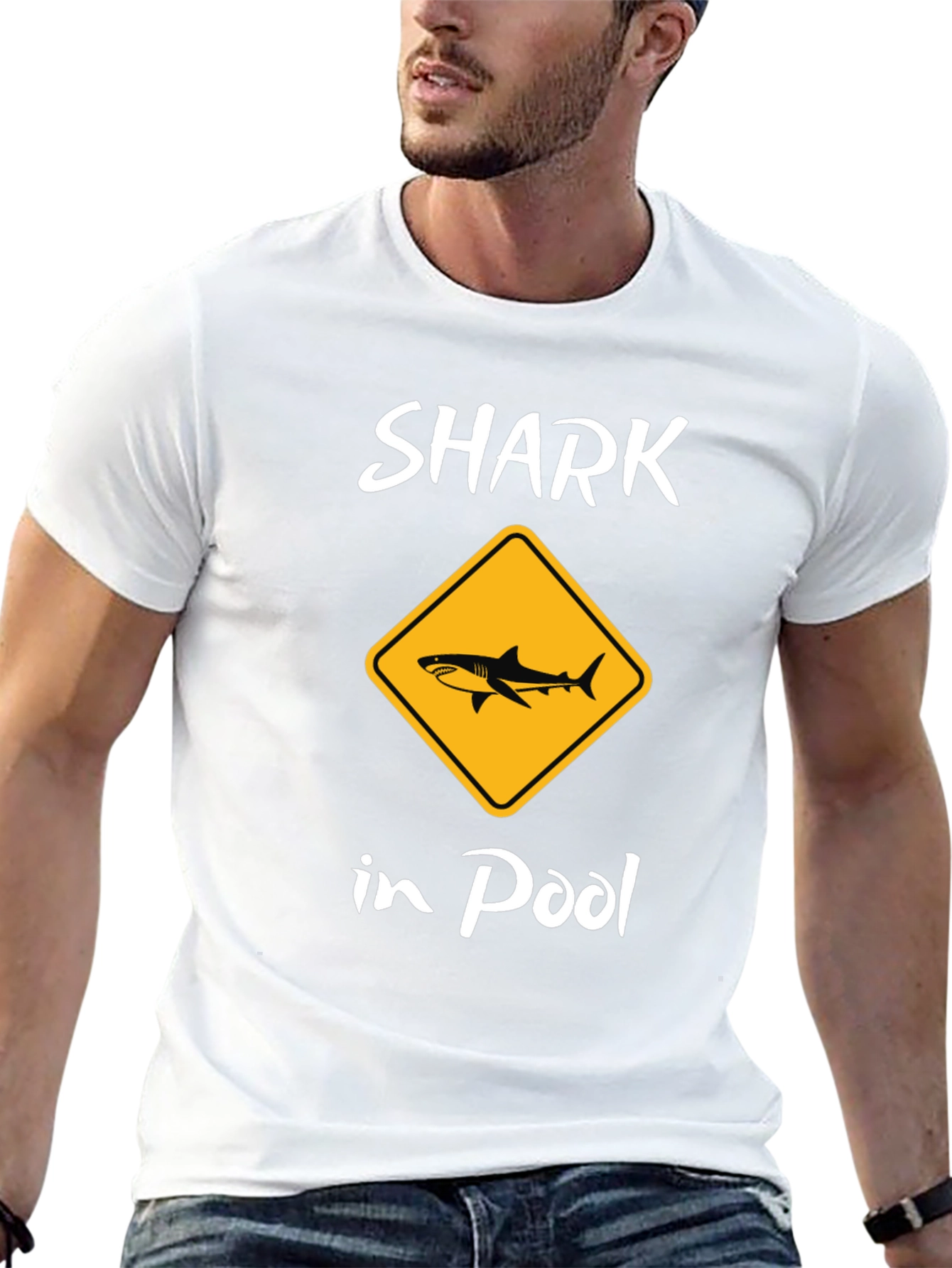 Black Shark in Pool Black Graphic T-Shirt view 13