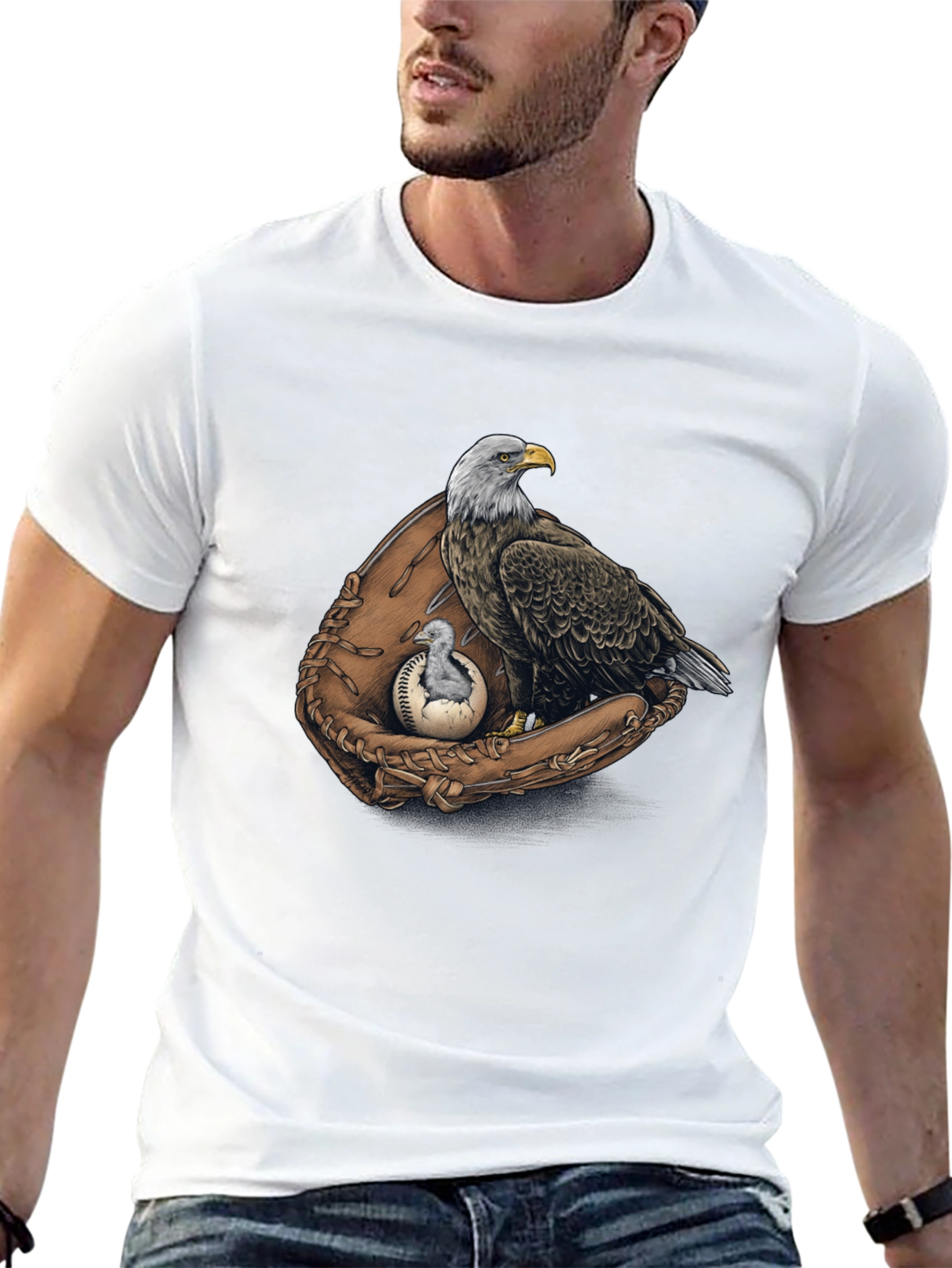Black Eagle Baseball Glove Graphic Tee view 13