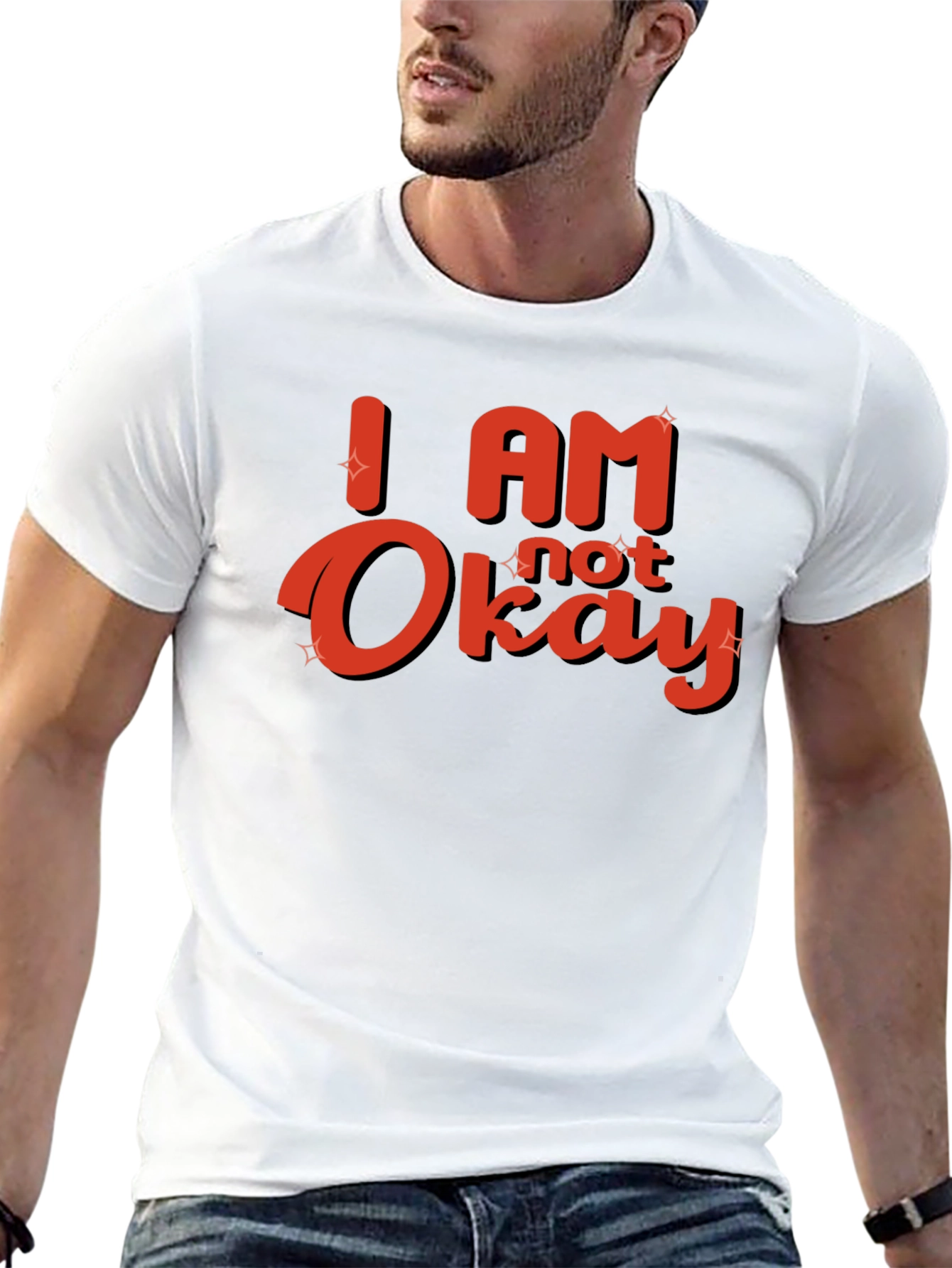 Black I Am Not Okay Graphic T-Shirt - Trendy Casual Tee view 13