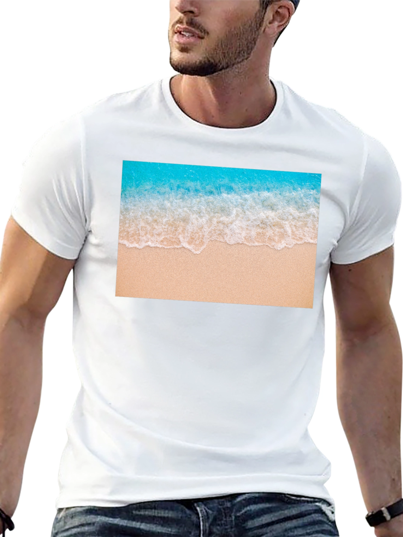 Black Beach Wave Graphic Black T-Shirt view 13