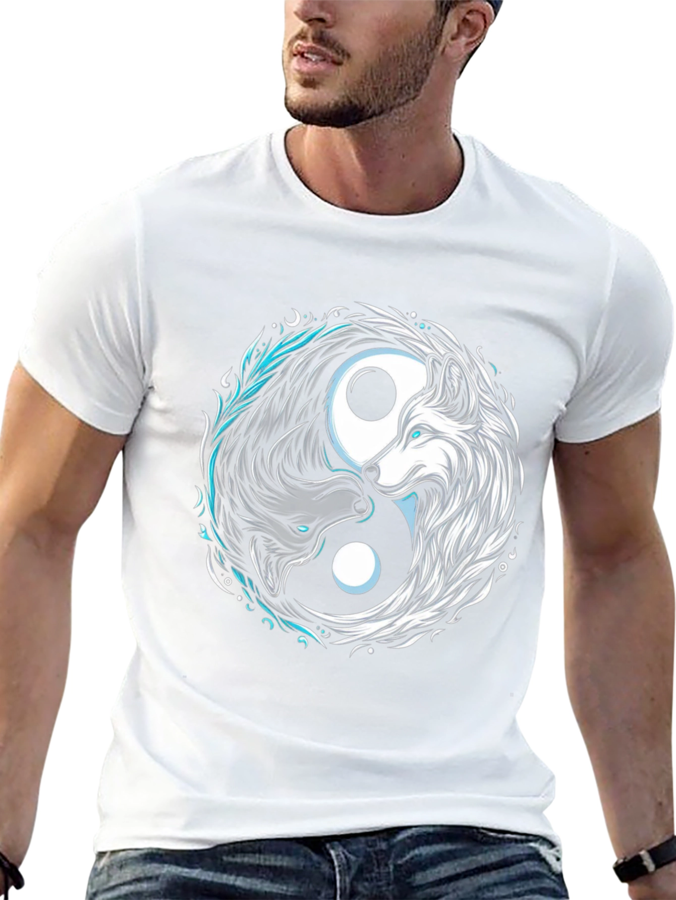 Black Yin Yang Wolf Graphic Tee - Balance & Style view 13