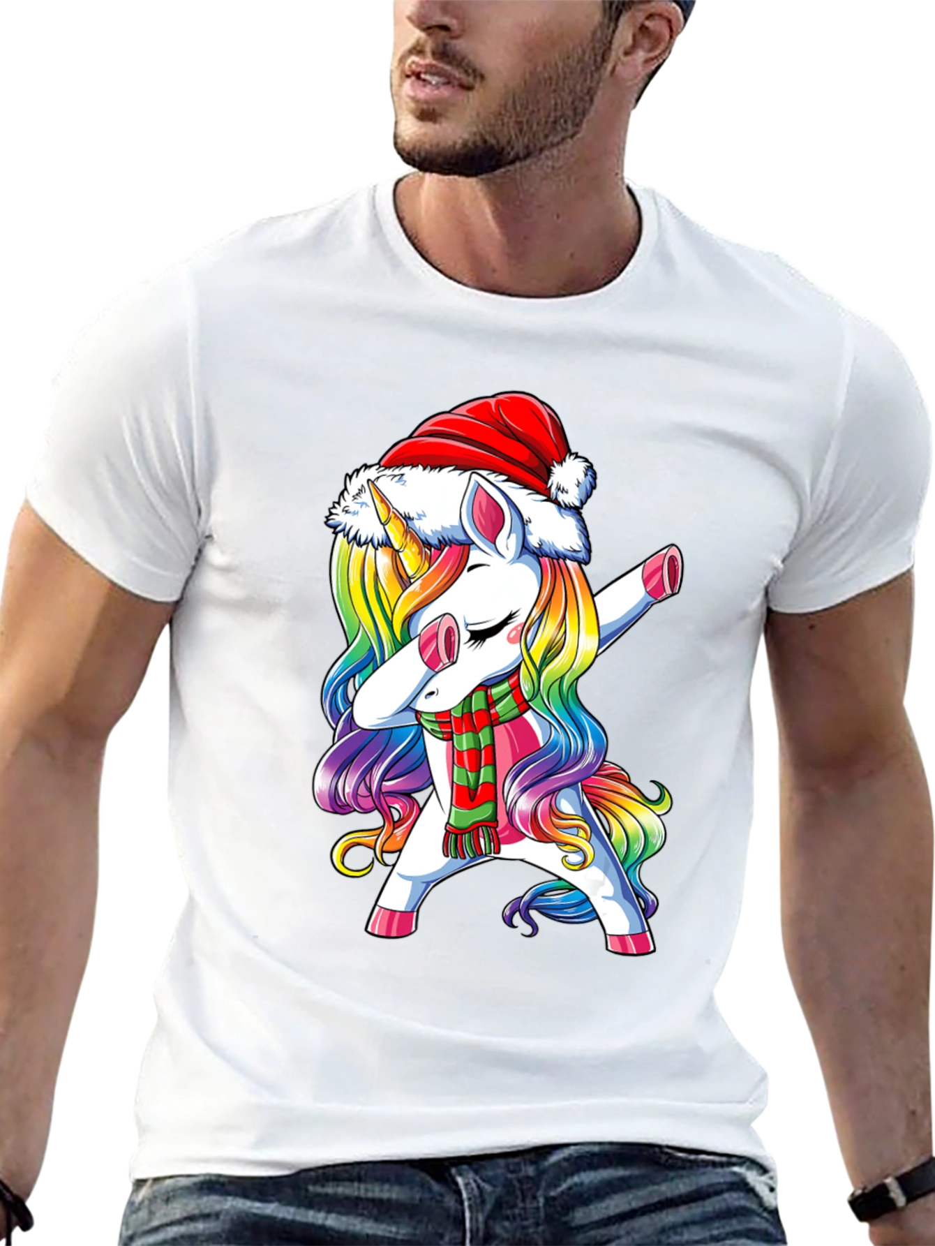 Black Christmas Unicorn Dabbing T-Shirt view 13