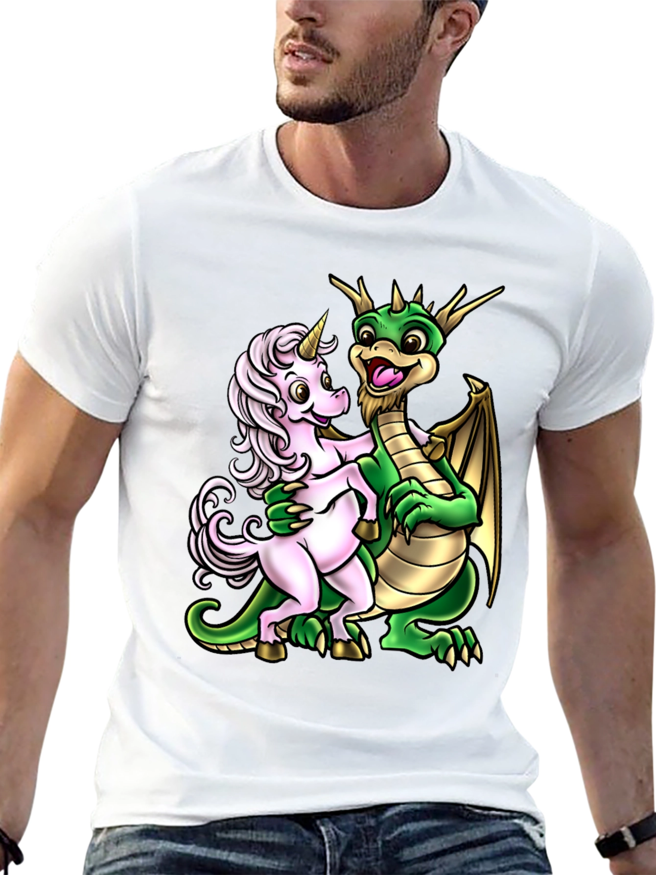 Black Dragon and Unicorn Graphic Tee view 13