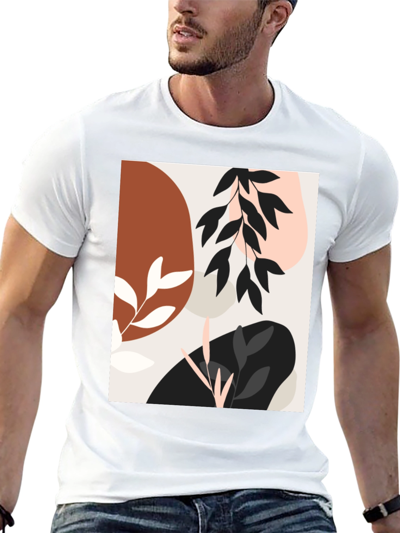 Black Modern Abstract Graphic Print Black T-Shirt view 13