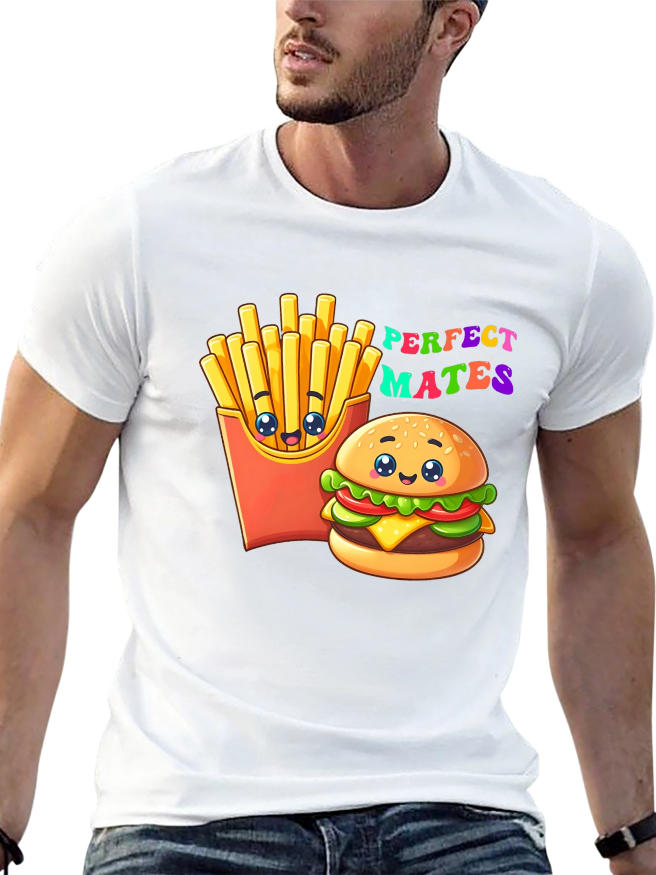 Black Perfect Mates Burger & Fries Graphic Tee view 13
