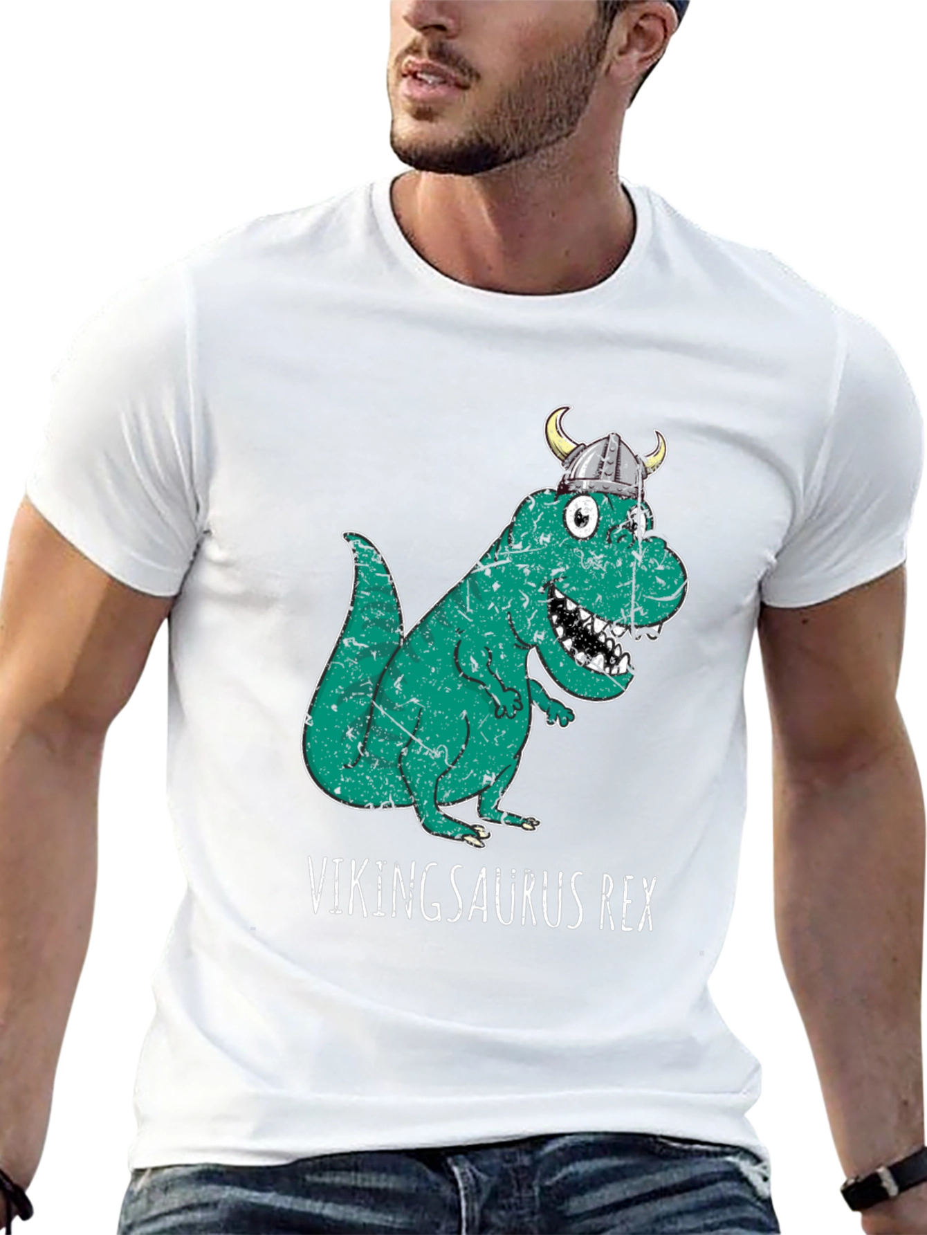 Black Vikingsaurus Rex T-Shirt - Novelty Dinosaur Tee view 13