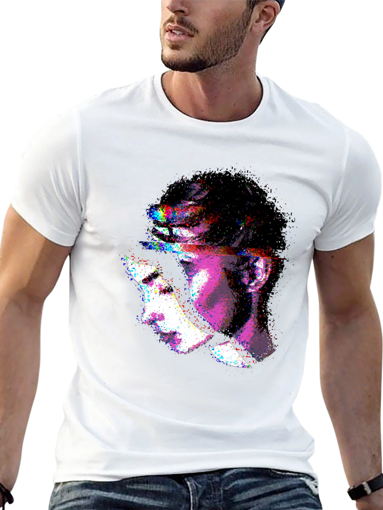 Black Abstract Face Graphic Black T-Shirt view 13