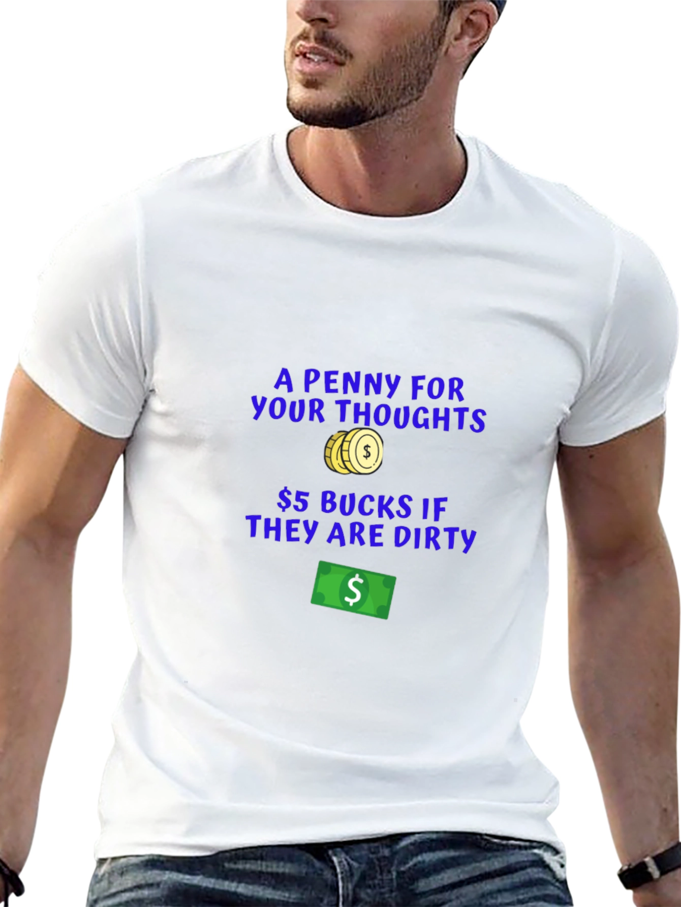 Black Funny "Dirty Thoughts" Graphic T-Shirt view 13