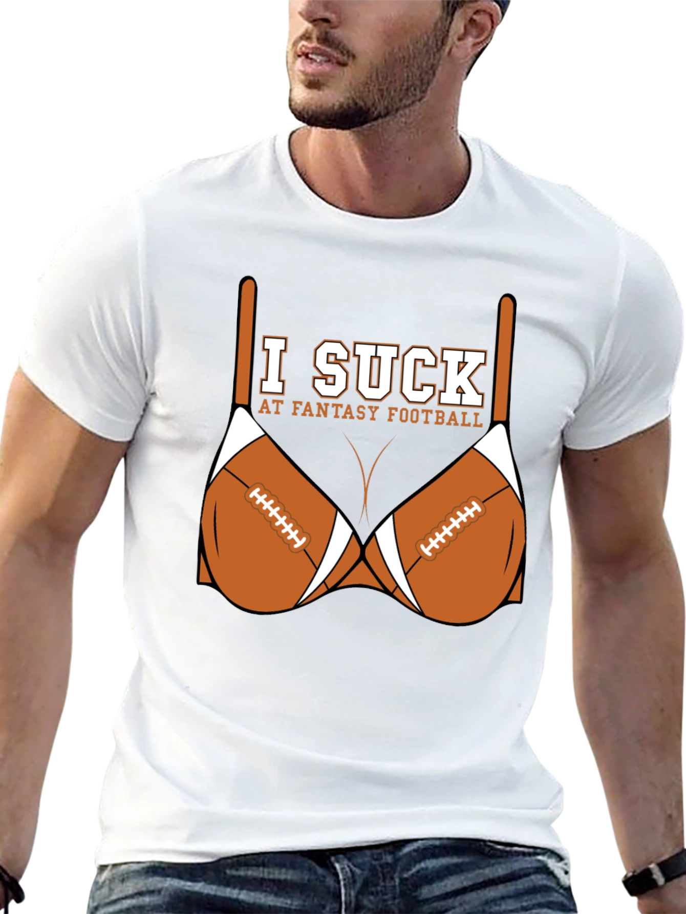 Black I Suck at Fantasy Football T-Shirt view 13