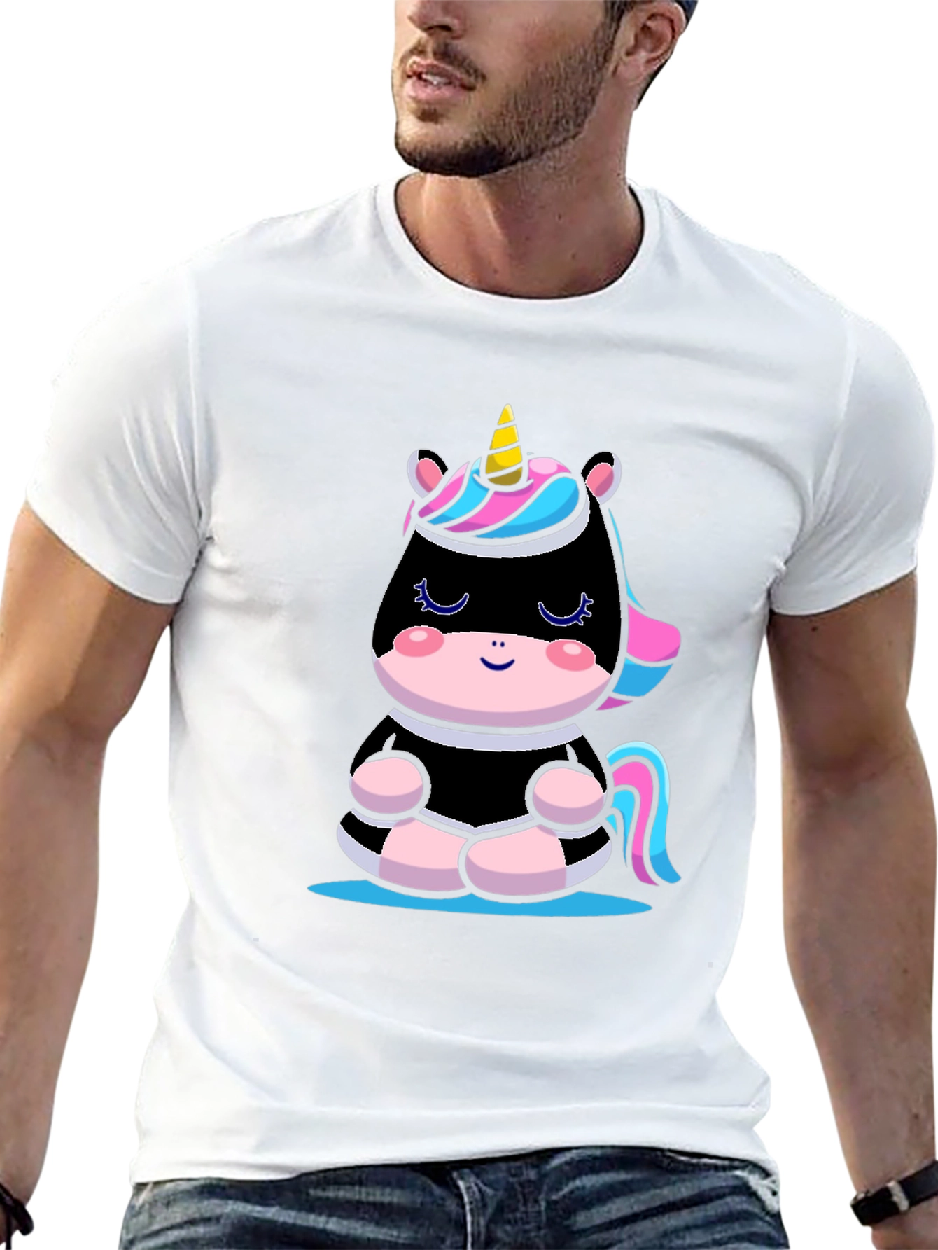 Black Meditating Unicorn T-Shirt - Black view 13