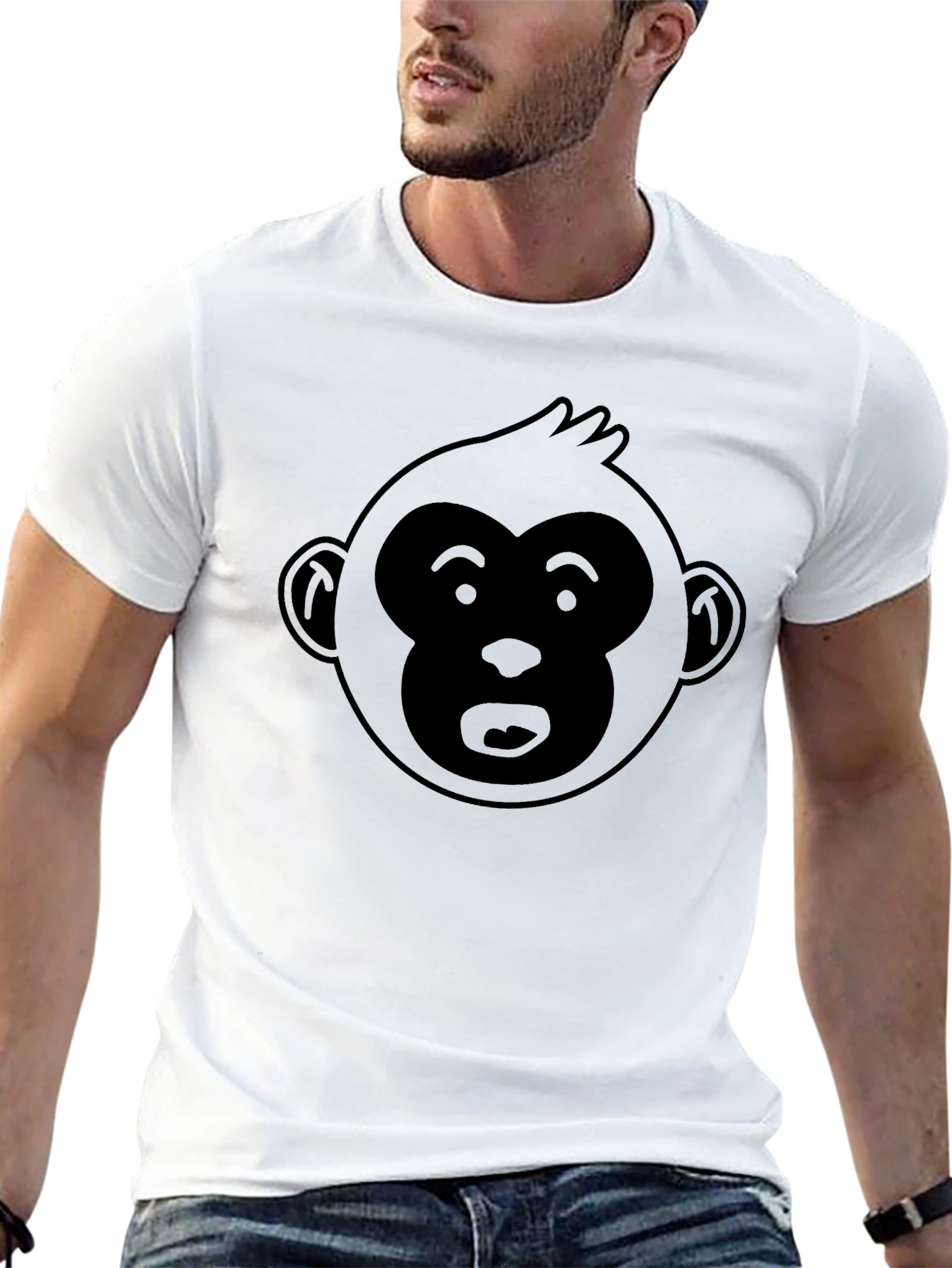 Black Monkey Face Graphic Black T-Shirt - Fun & Casual Style view 13