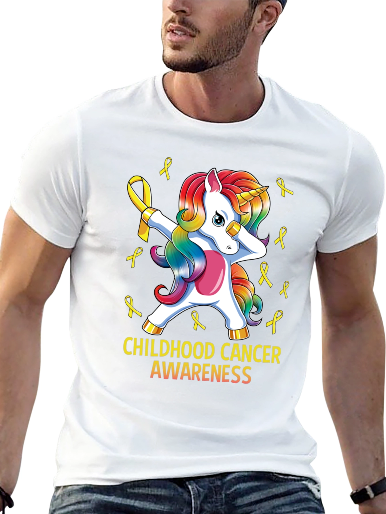 Childhood Cancer Awareness Unicorn Ribbon T-Shirt - 13