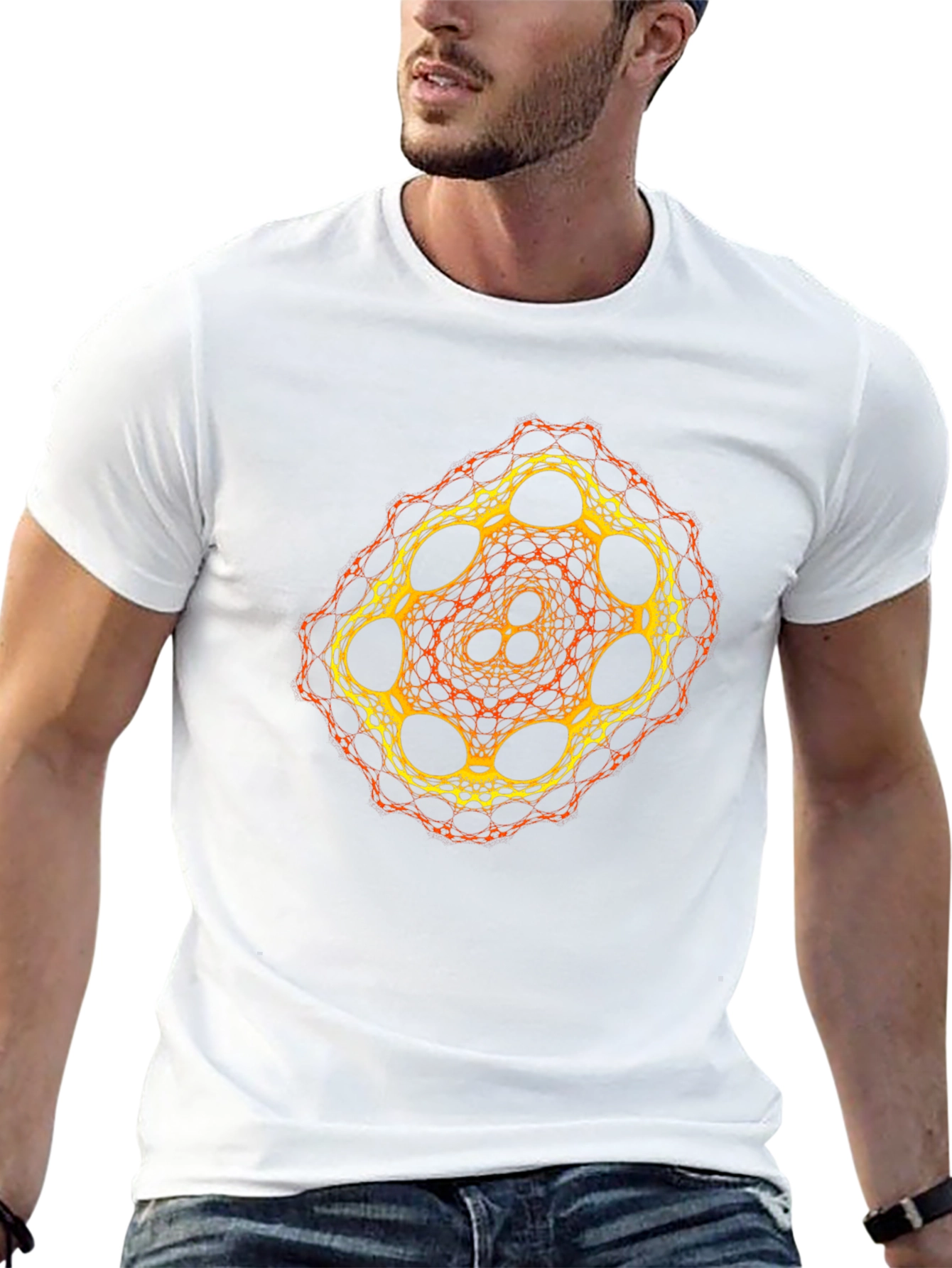 Black Geometric Fractal Design T-Shirt view 13