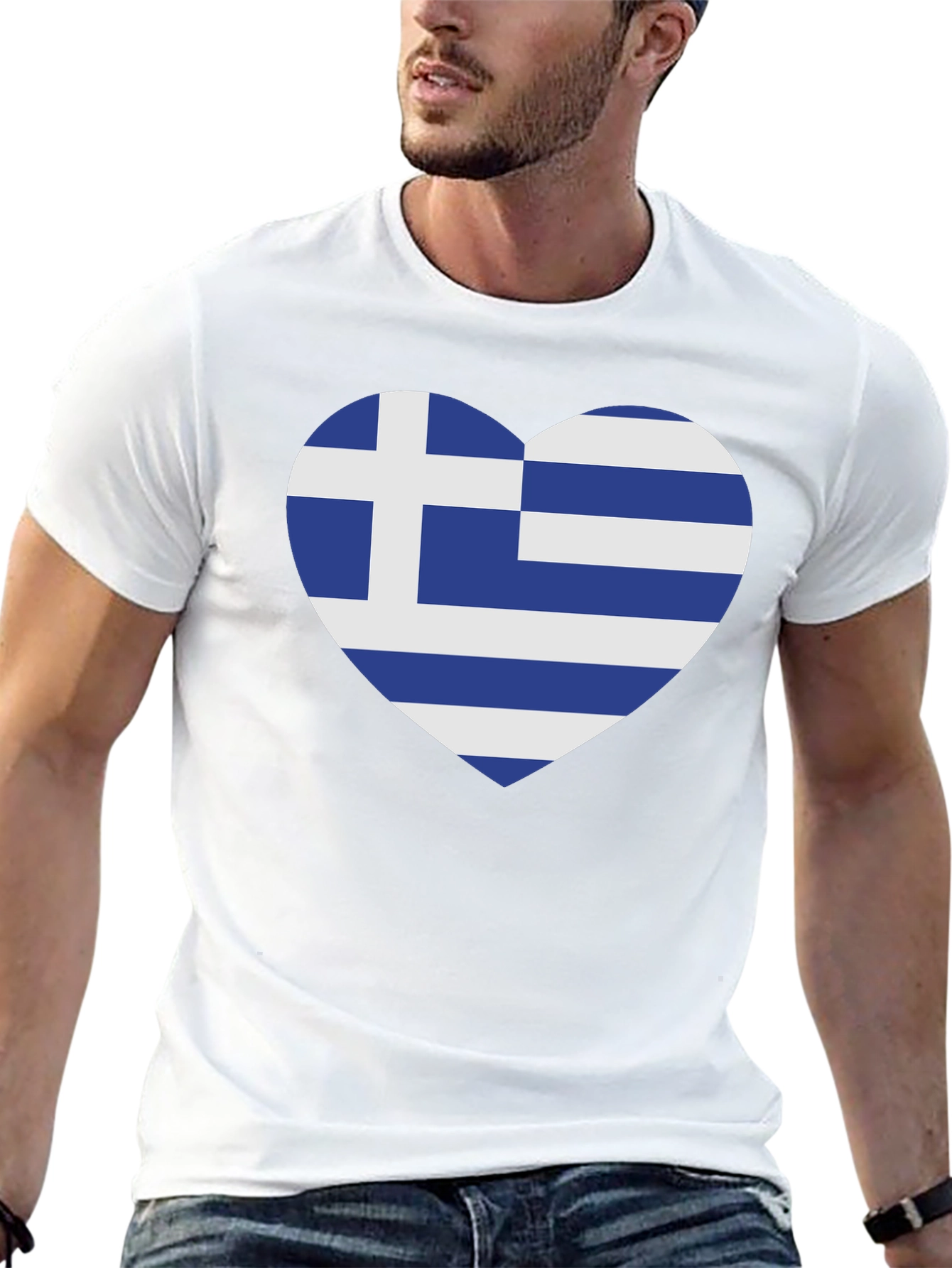 Black Greek Flag Heart T-Shirt - Show Your Love for Greece view 13