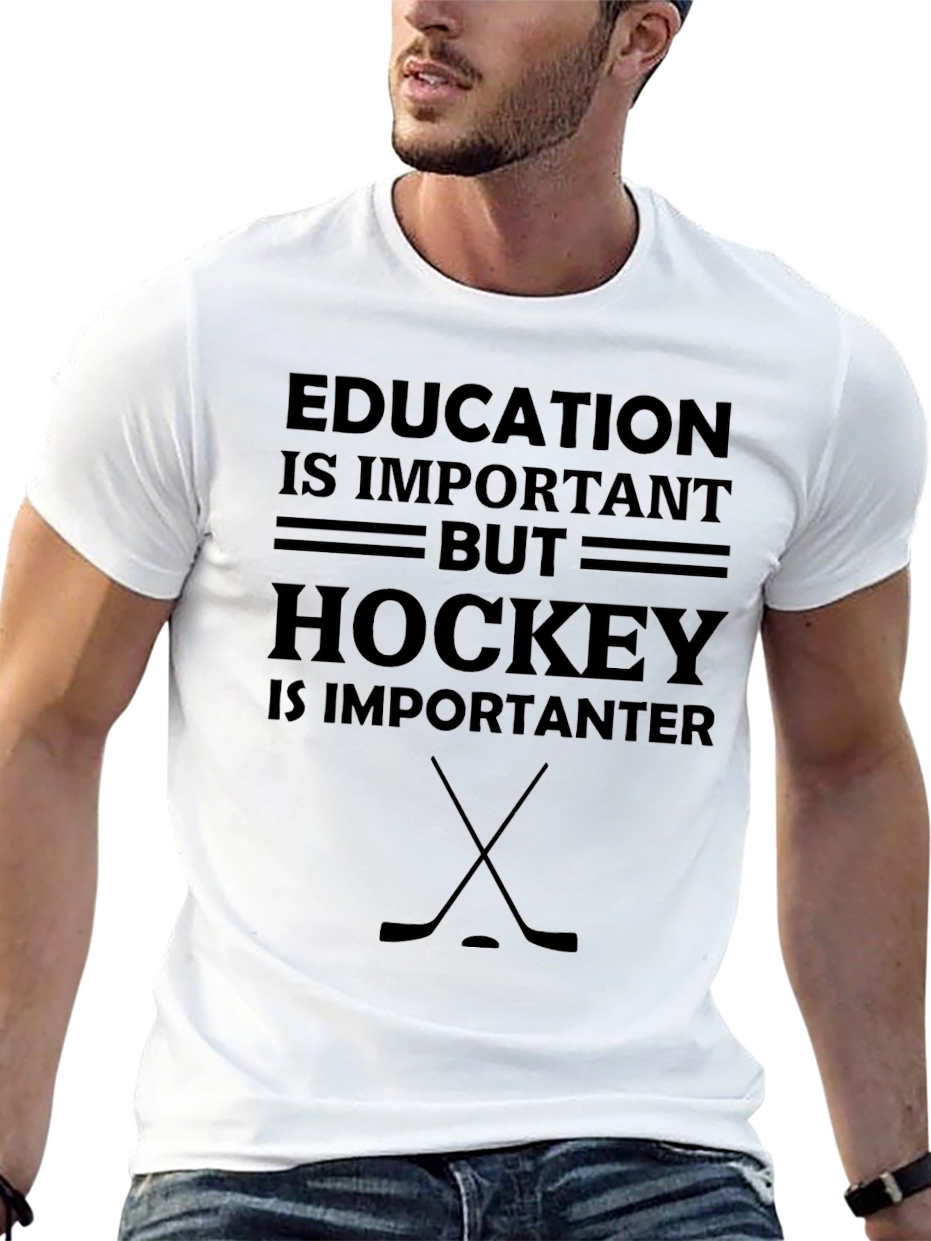 Black Education Important But Hockey T-Shirt view 13
