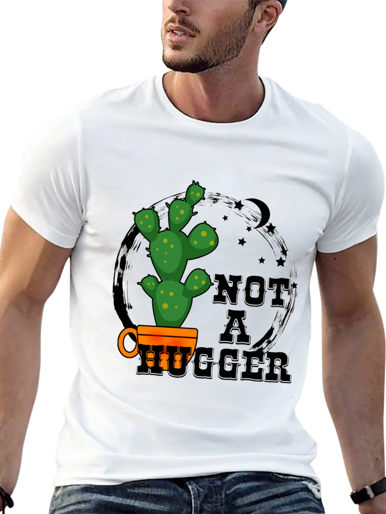 Black Not a Hugger Cactus Graphic Tee view 13